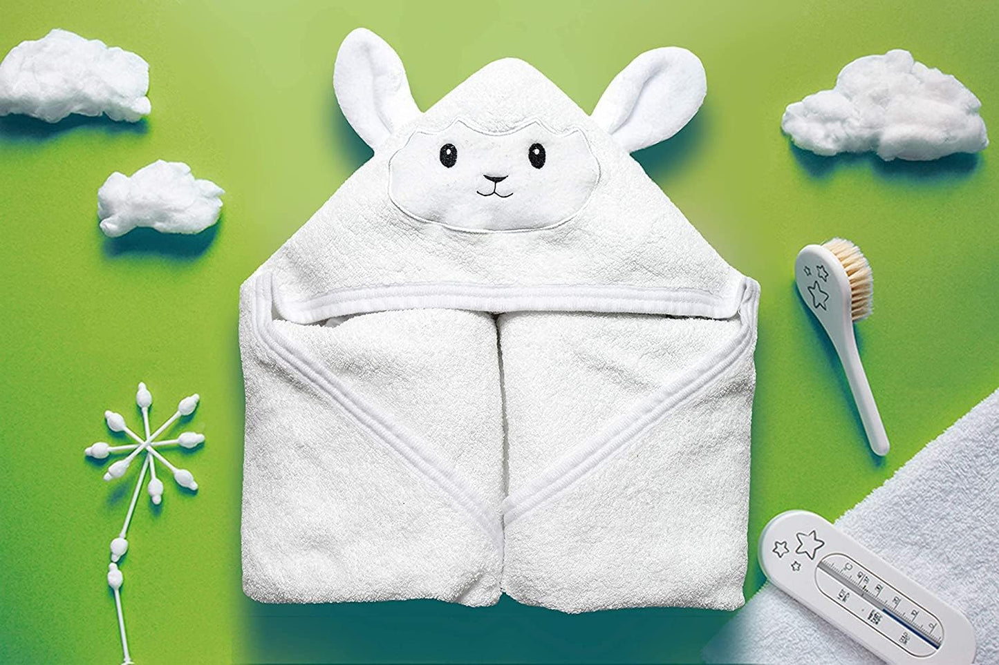 Baby Kapuzenhandtuch-Set und Waschlappen, Lamm, Lamm
