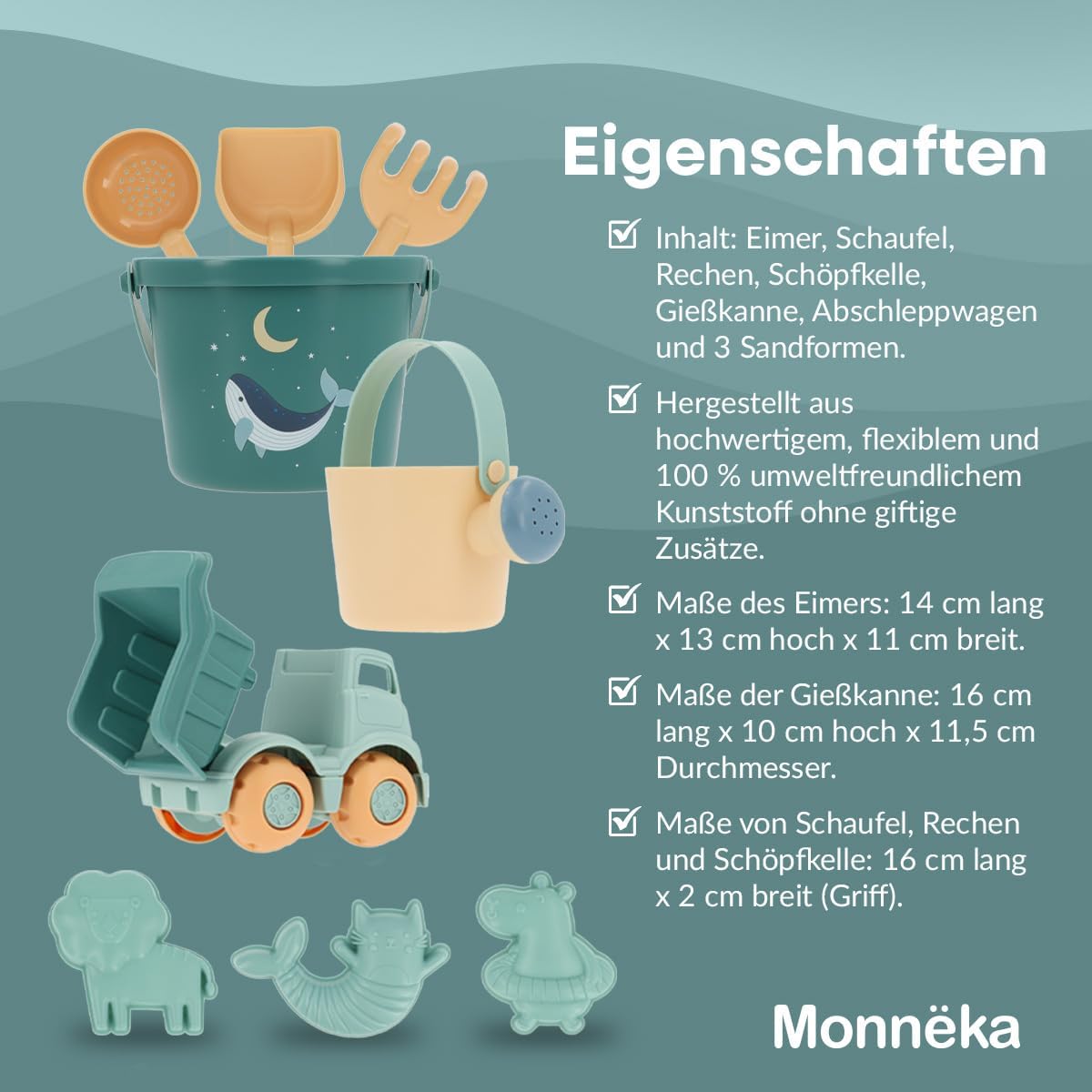 Strandspielzeug-Set, Whale Teal