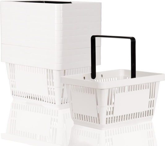 10er-Set Stapelbare Einkaufskörbe (22l), Weiss