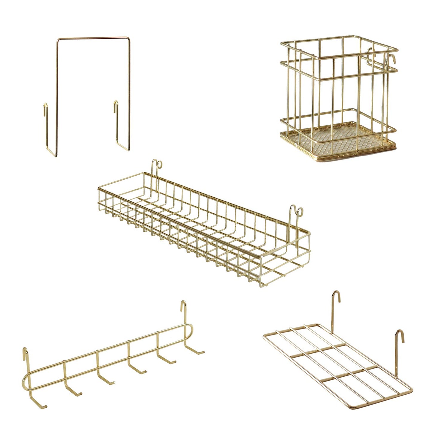 Wandgitter Hängekorb-Set, 5-teilig, Gold