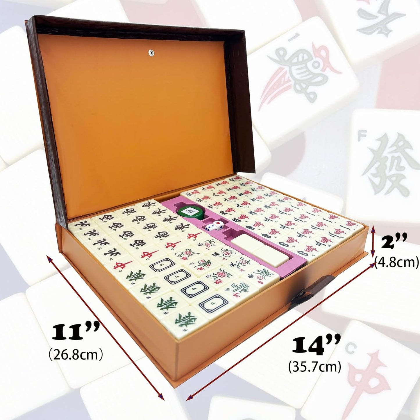 Mahjong-Spielset mit arabischen Ziffern, grün