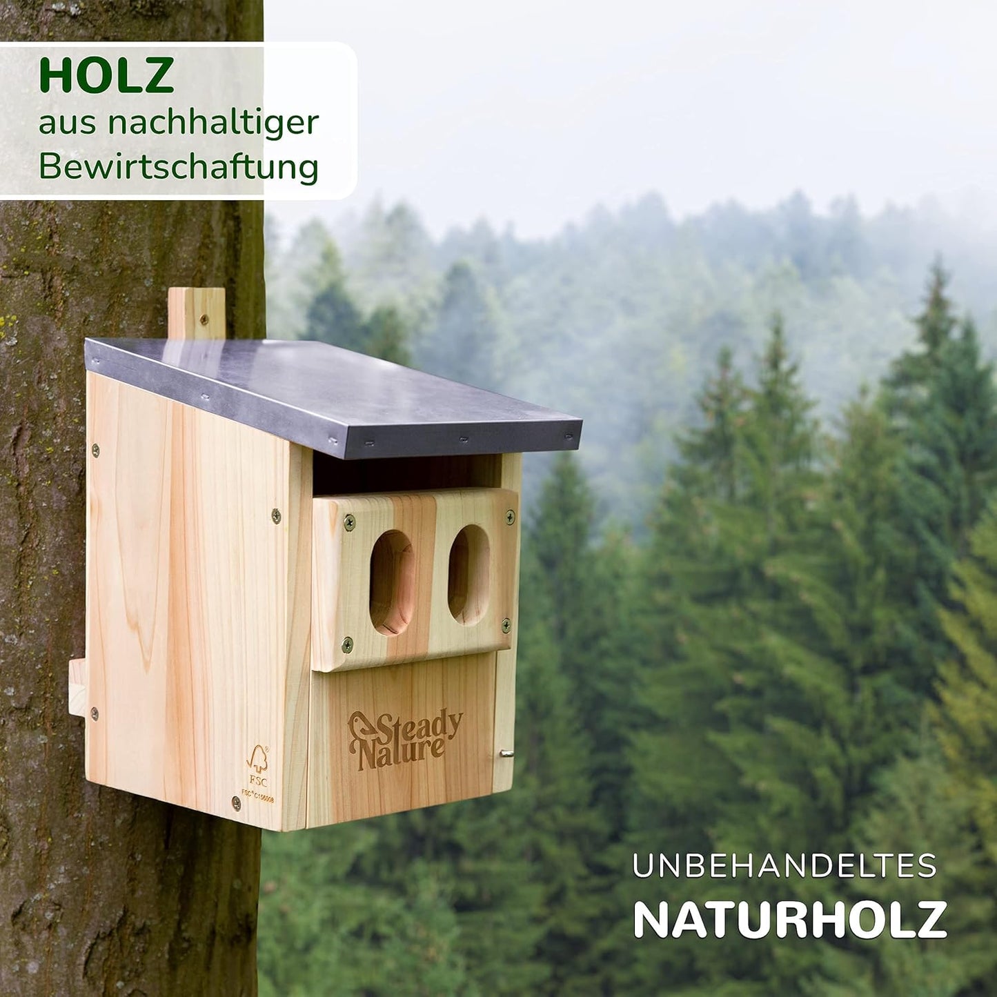 Nistkasten für Vögel, Halbhöhle für Rotkehlchen und Rotschwänzchen
