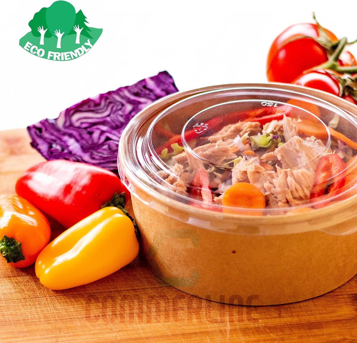 Bio Salatschalen mit Deckel, 150, 1100ml