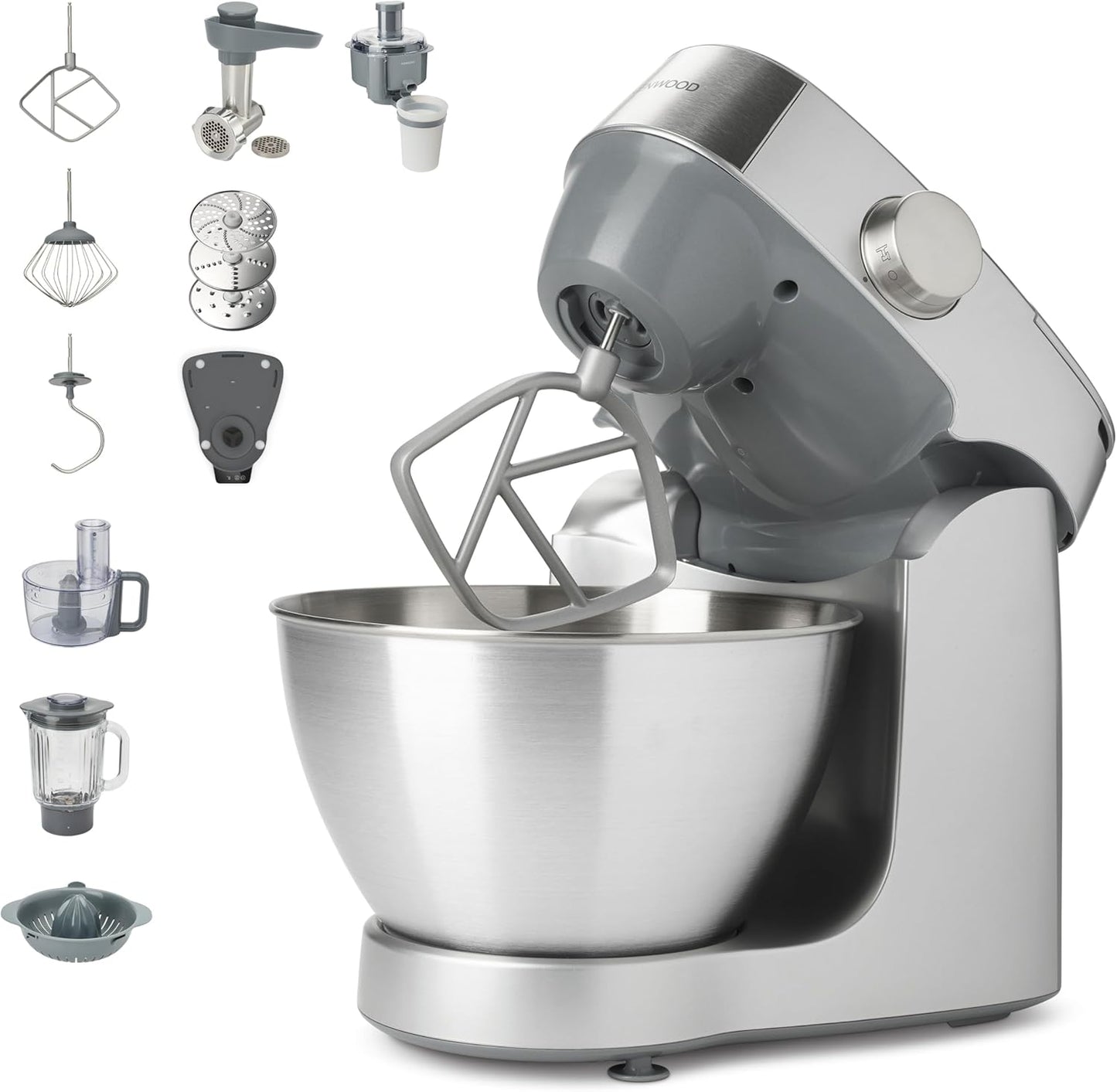 Prospero+ Küchenmaschine mit Zubehör (10-teilig), inkl. 10-teiligem Zubehörset Silber