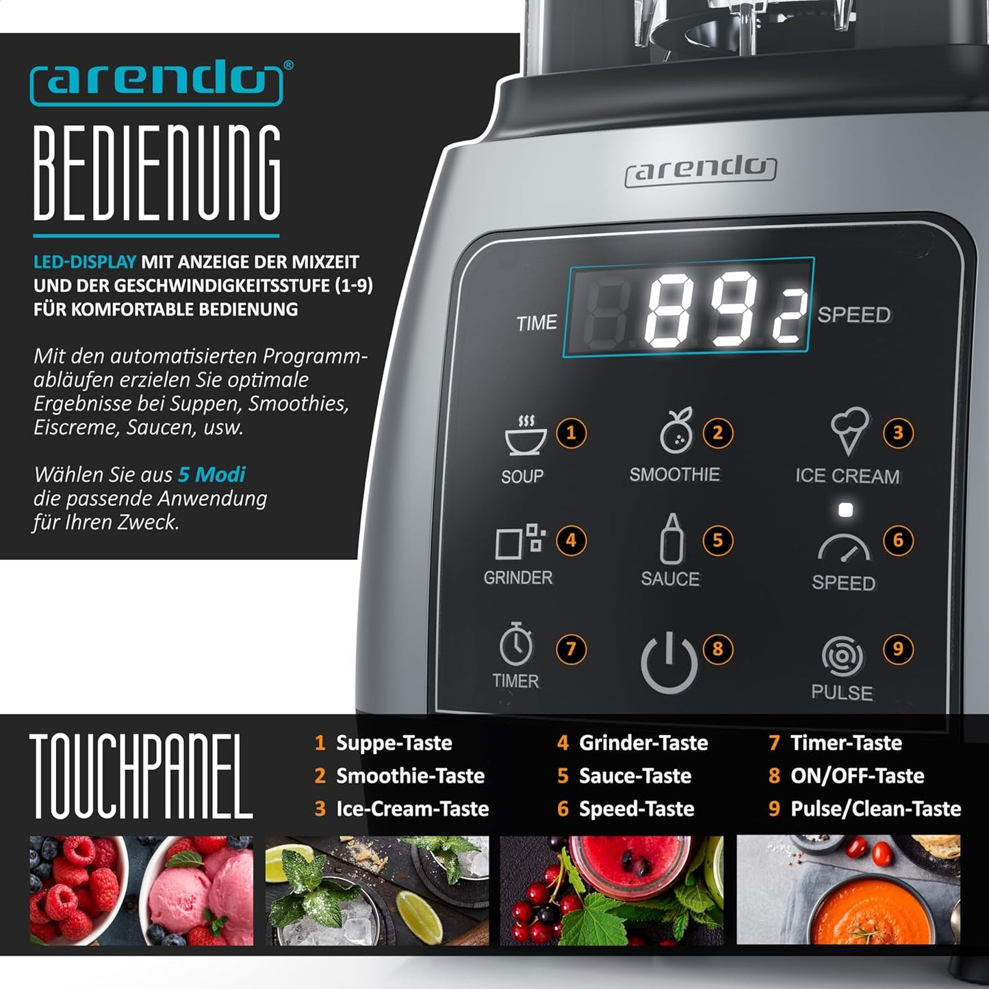 Standmixer mit Touchpanel