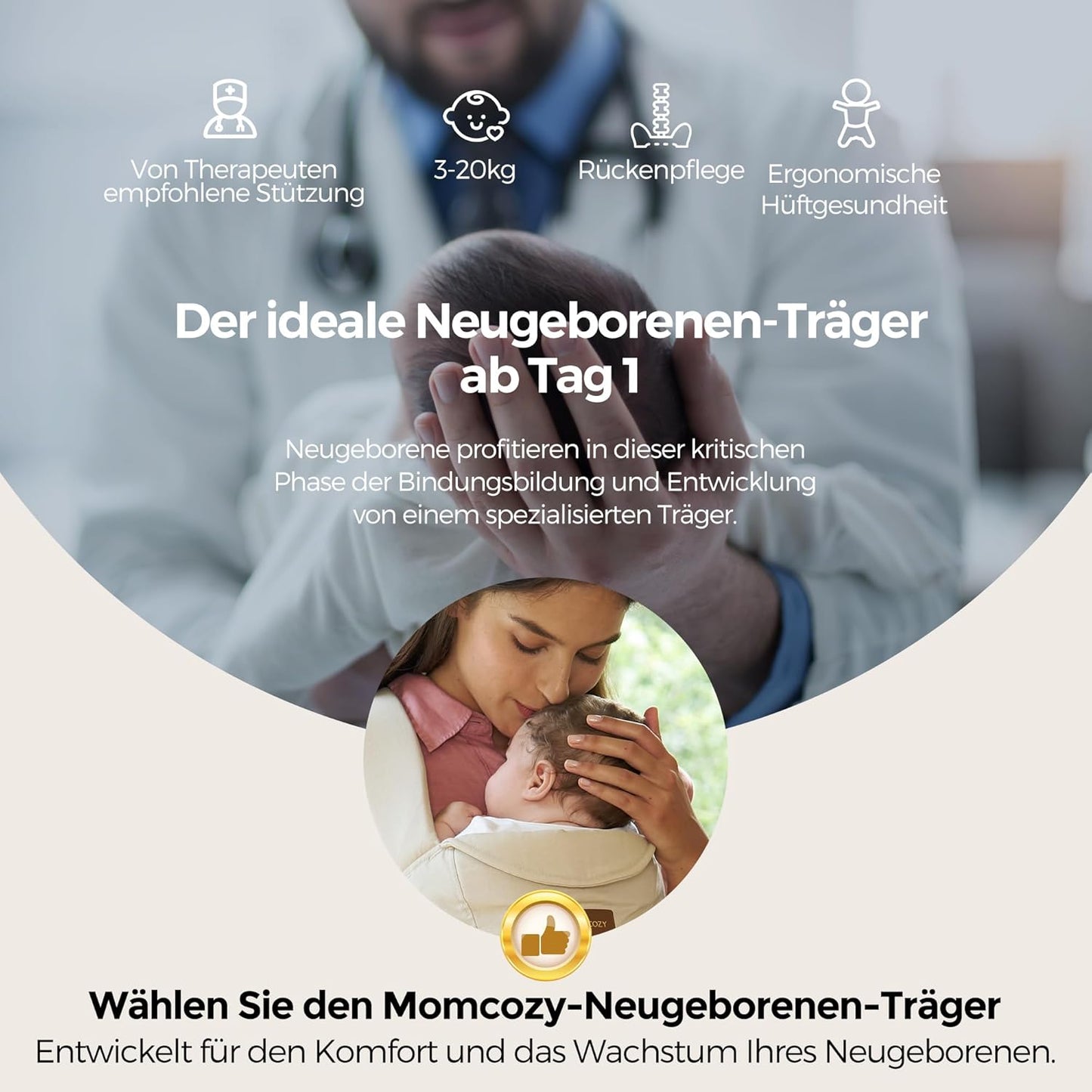 Babytrage für Neugeborene, Khaki