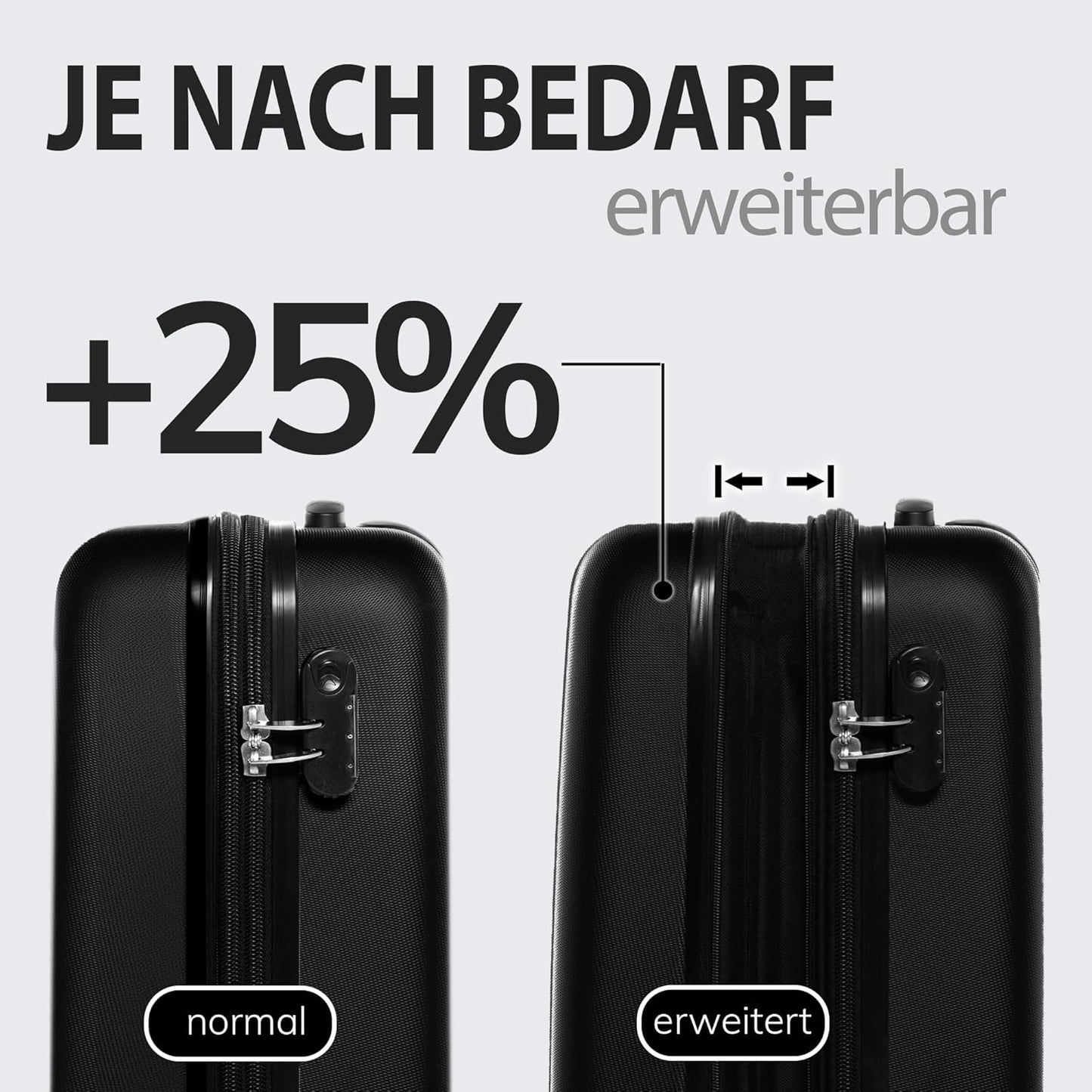 3-teiliges Hartschalen-Kofferset, Schwarz 3er Set