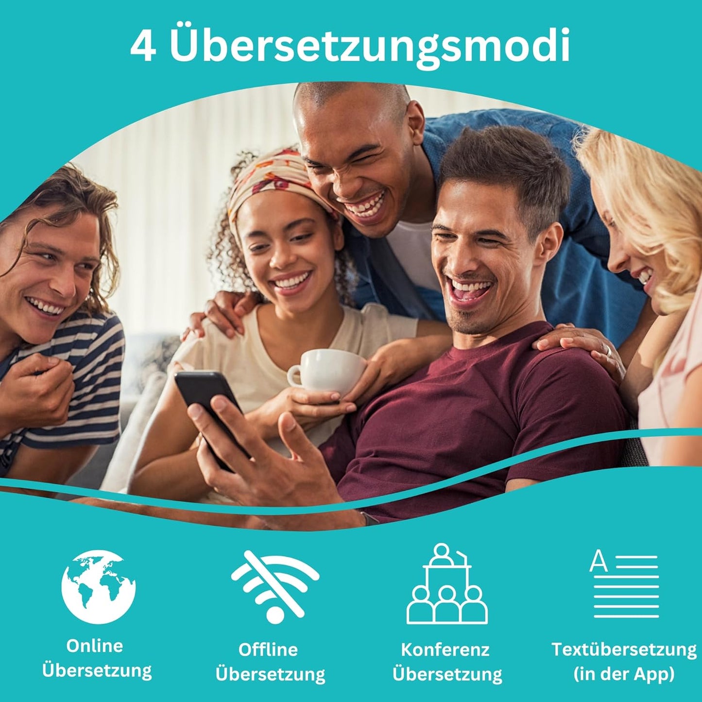 Zwei-Wege-Echtzeit-Übersetzer für 60+ Sprachen