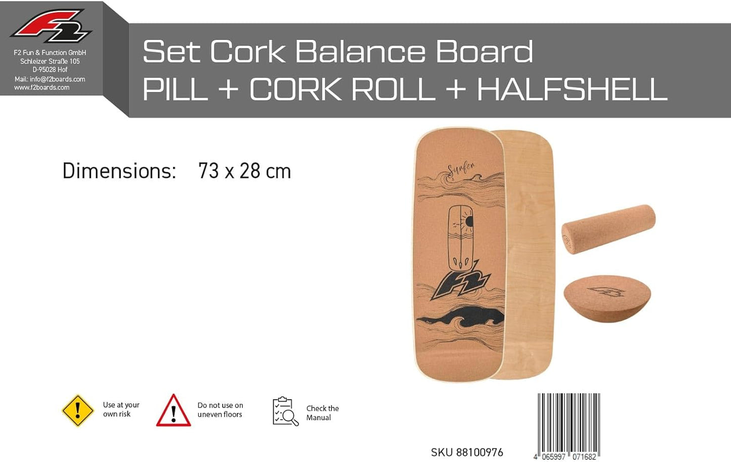 Balance Board Set mit Rolle & Halbkugel, Pill 73x28cm