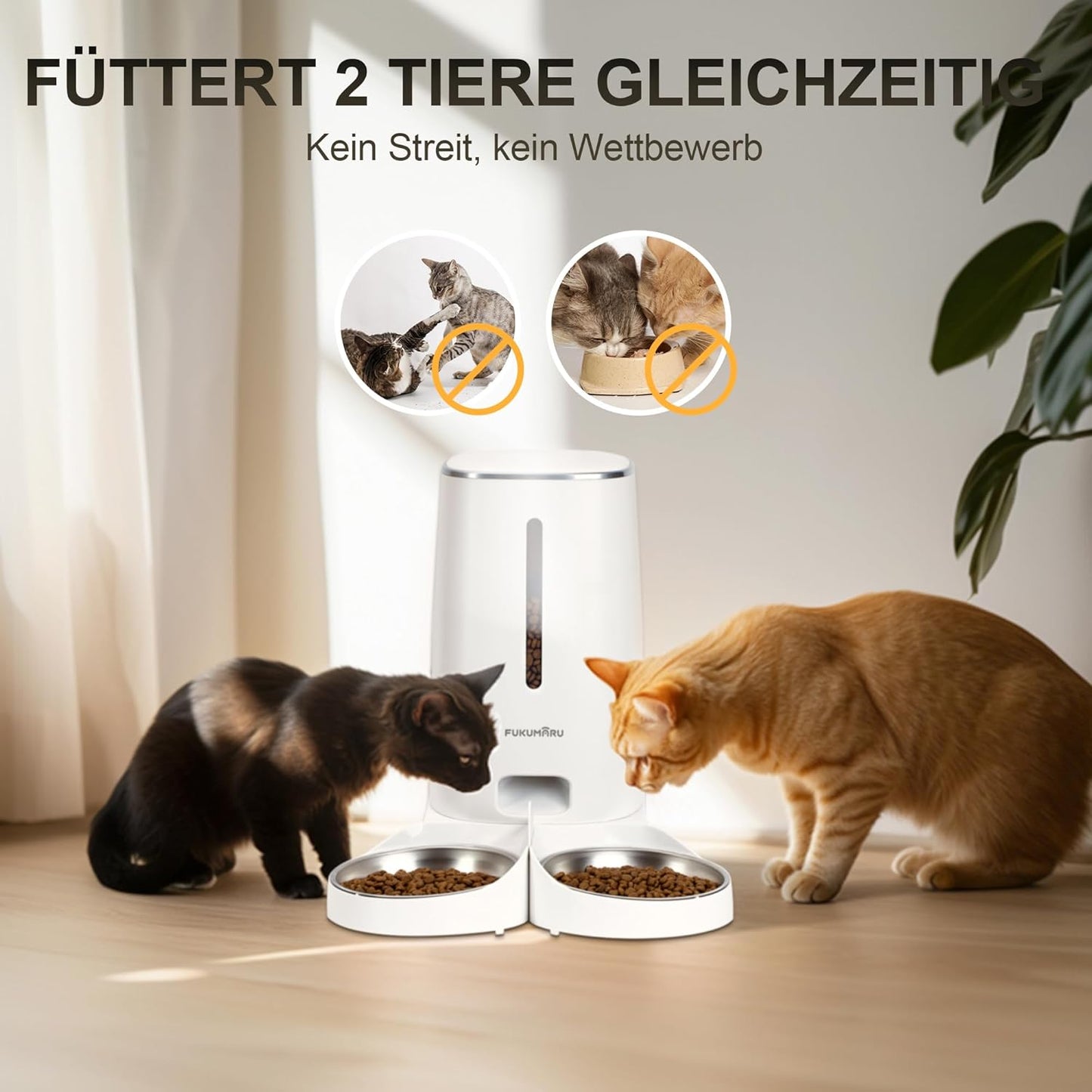 Automatischer Futterautomat für Katzen und Hunde, Weiss -Taste