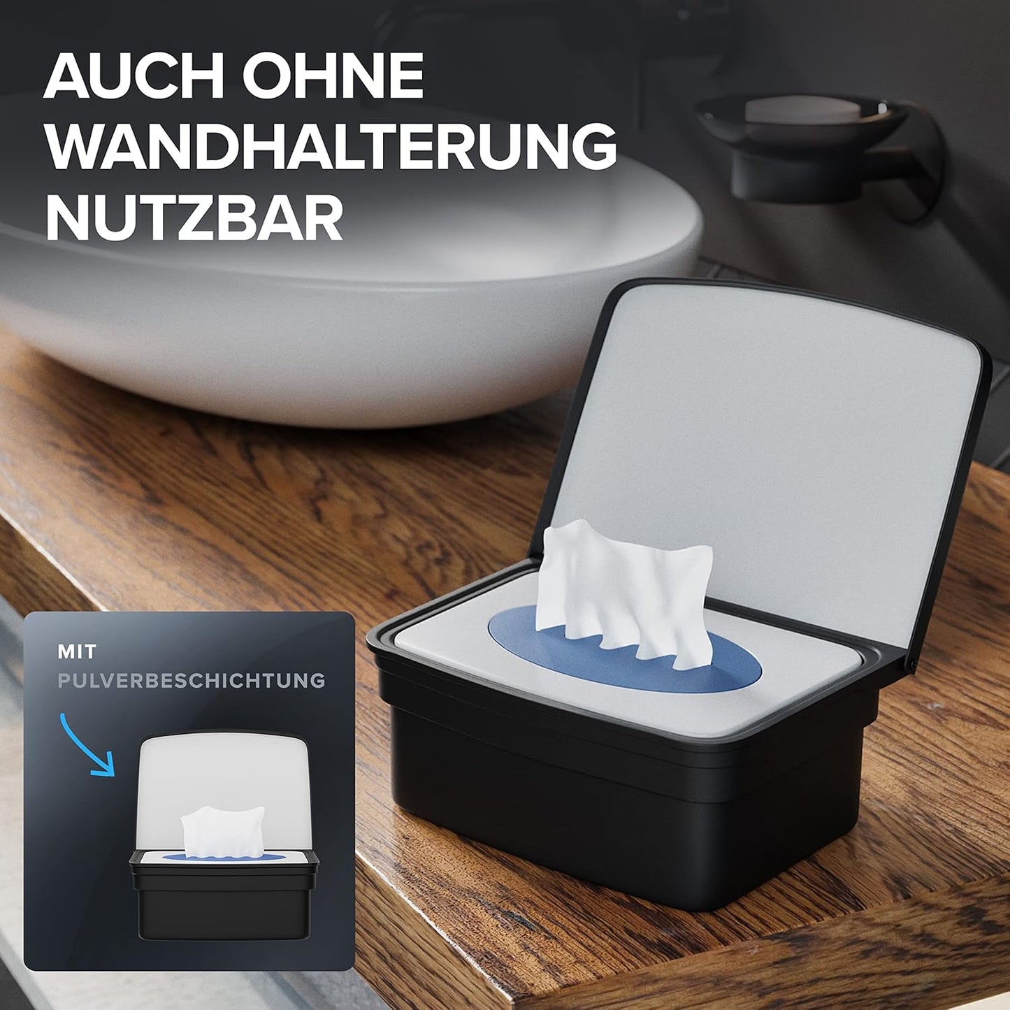 Feuchttücher-Aufbewahrungsbox, Schwarz Zum Kleben
