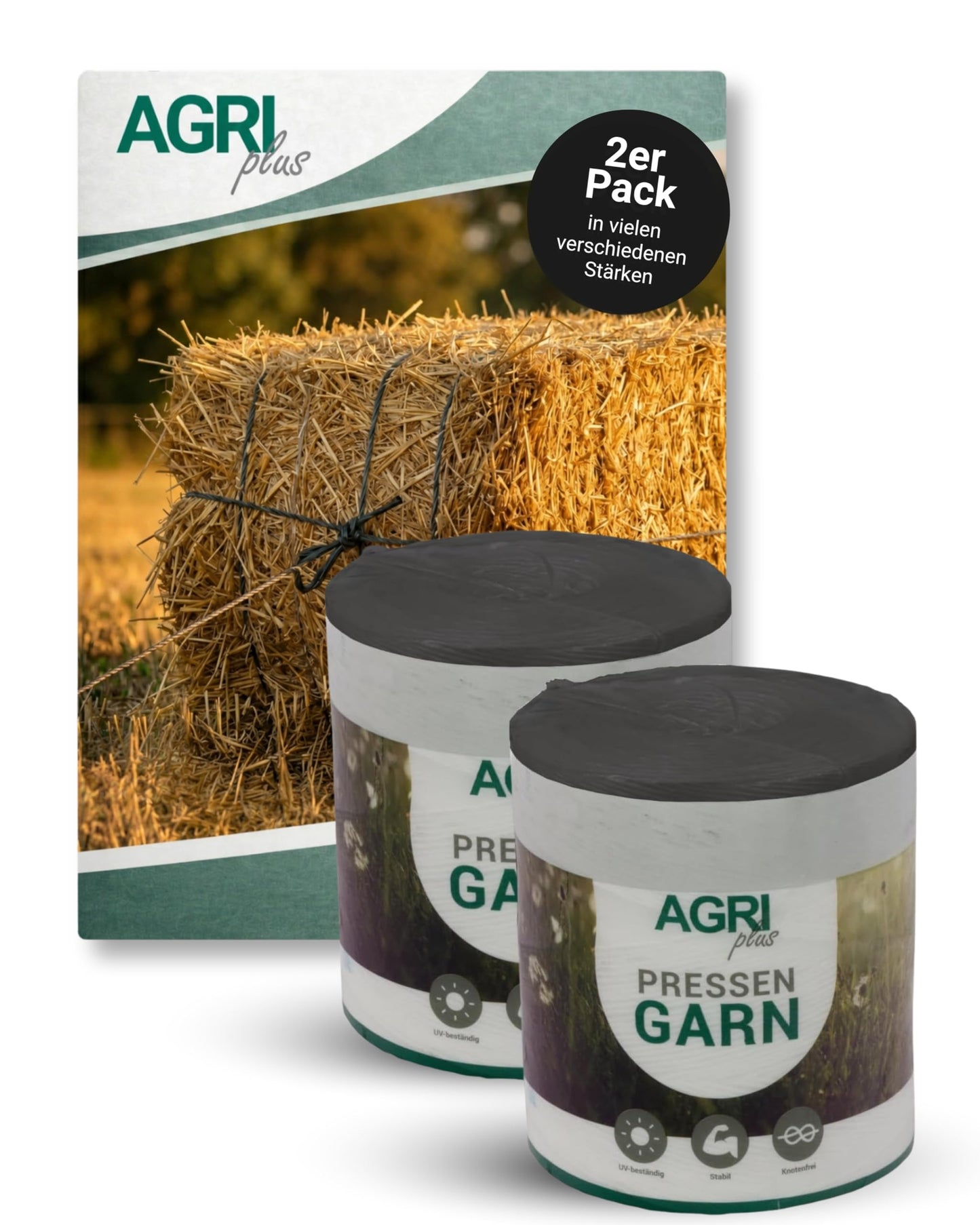 Pressengarn für Hochdruckballen, 2 x 5 kg, Schwarz 10 kg - Für Hochdruckballen 400 m/kg