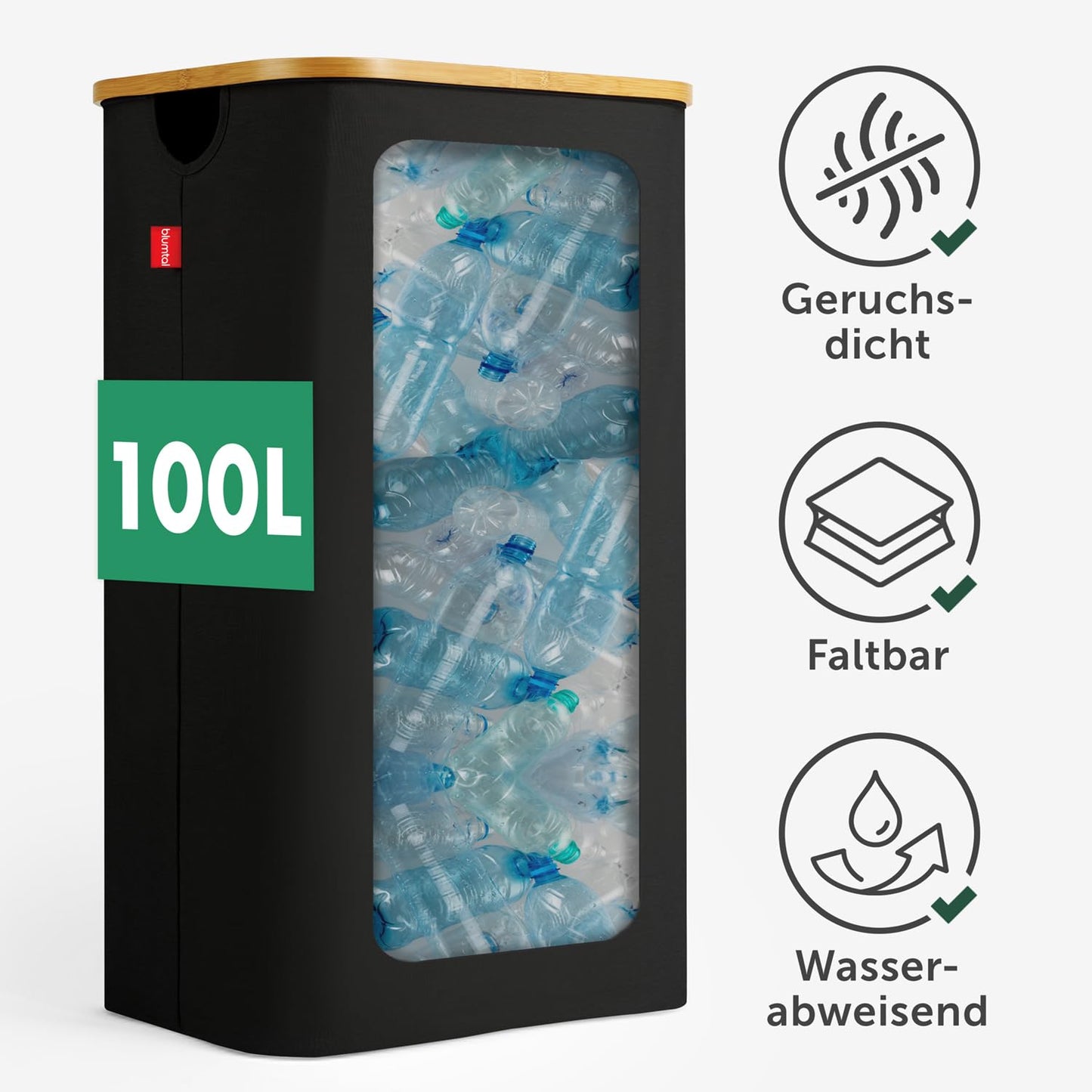Pfandflaschen Organizer mit Tasche, Schwarz Pfandflaschensammler - 100L
