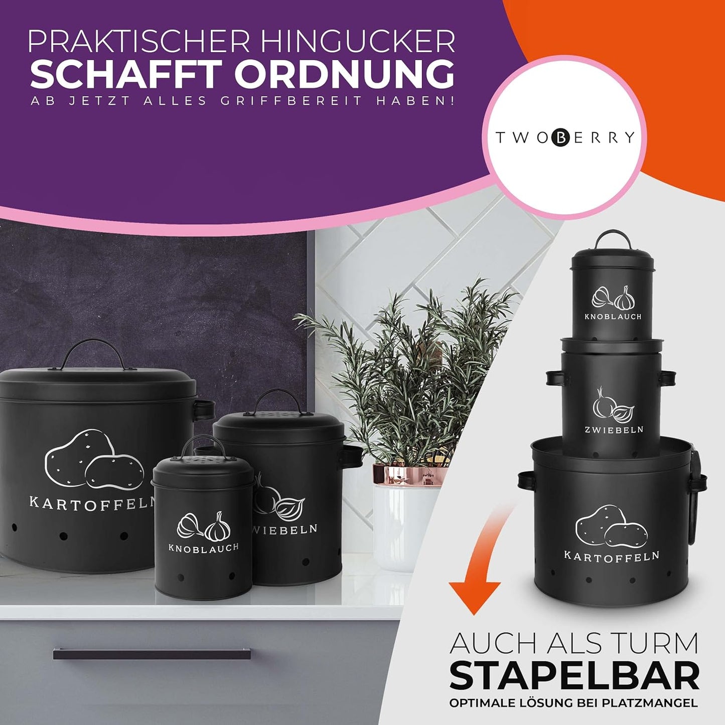 Aufbewahrungs Set, Schwarz