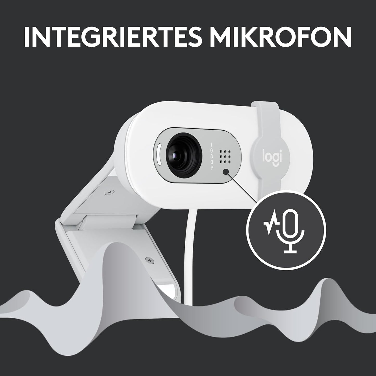 Brio 100 Full HD-Webcam mit Mikrofon und Abdeckblende, Weiß Brio 100
