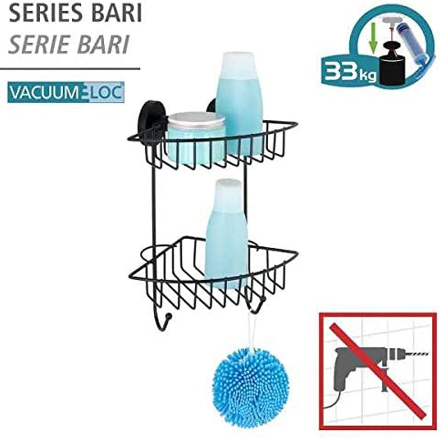 Vacuum-Loc Eckregal, Schwarz 22,5 x 29,5 x 16 cm 2 Etagen