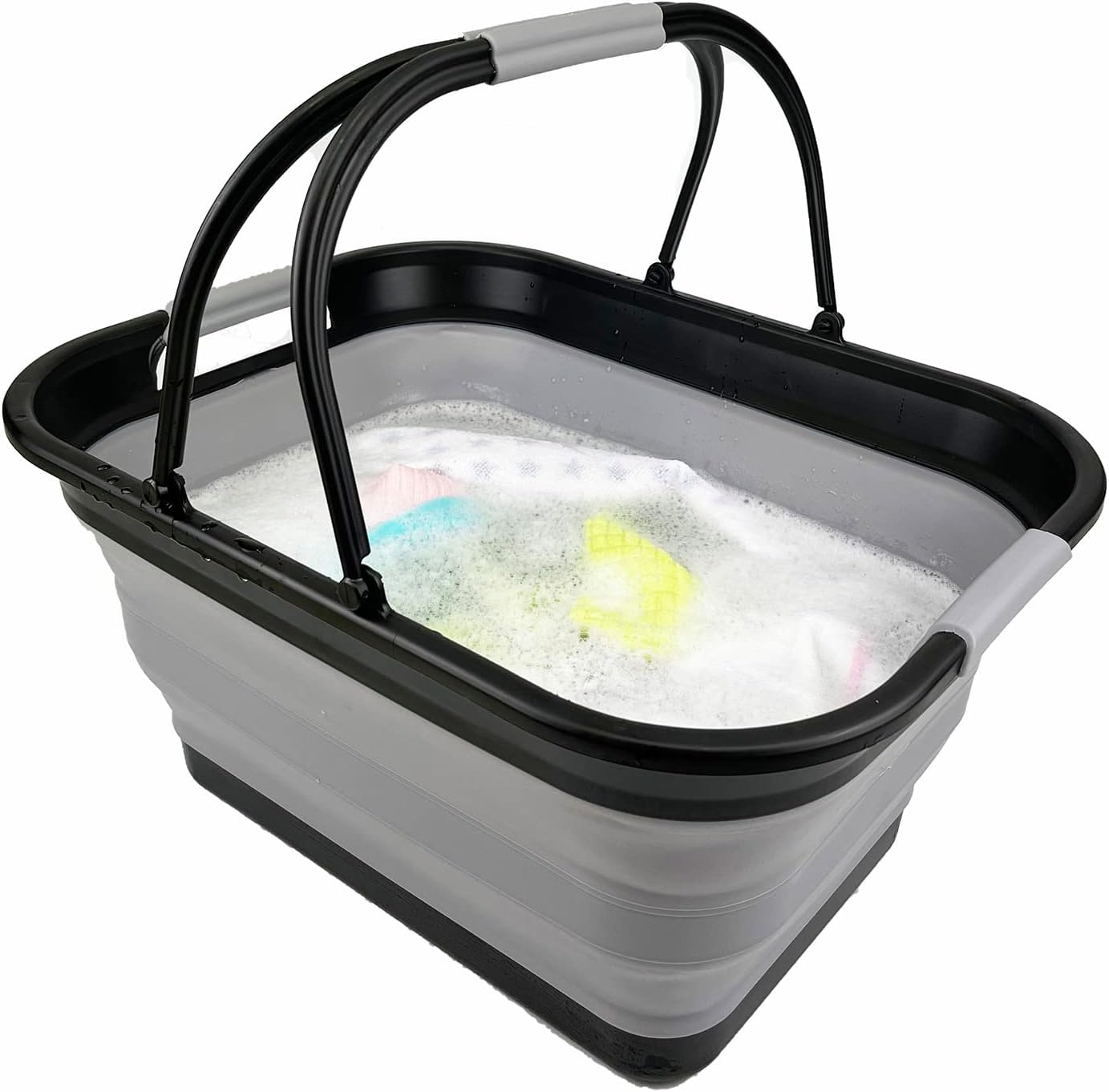 Zusammenklappbare Wanne mit Griff, Schwarz/Legierungsgrau