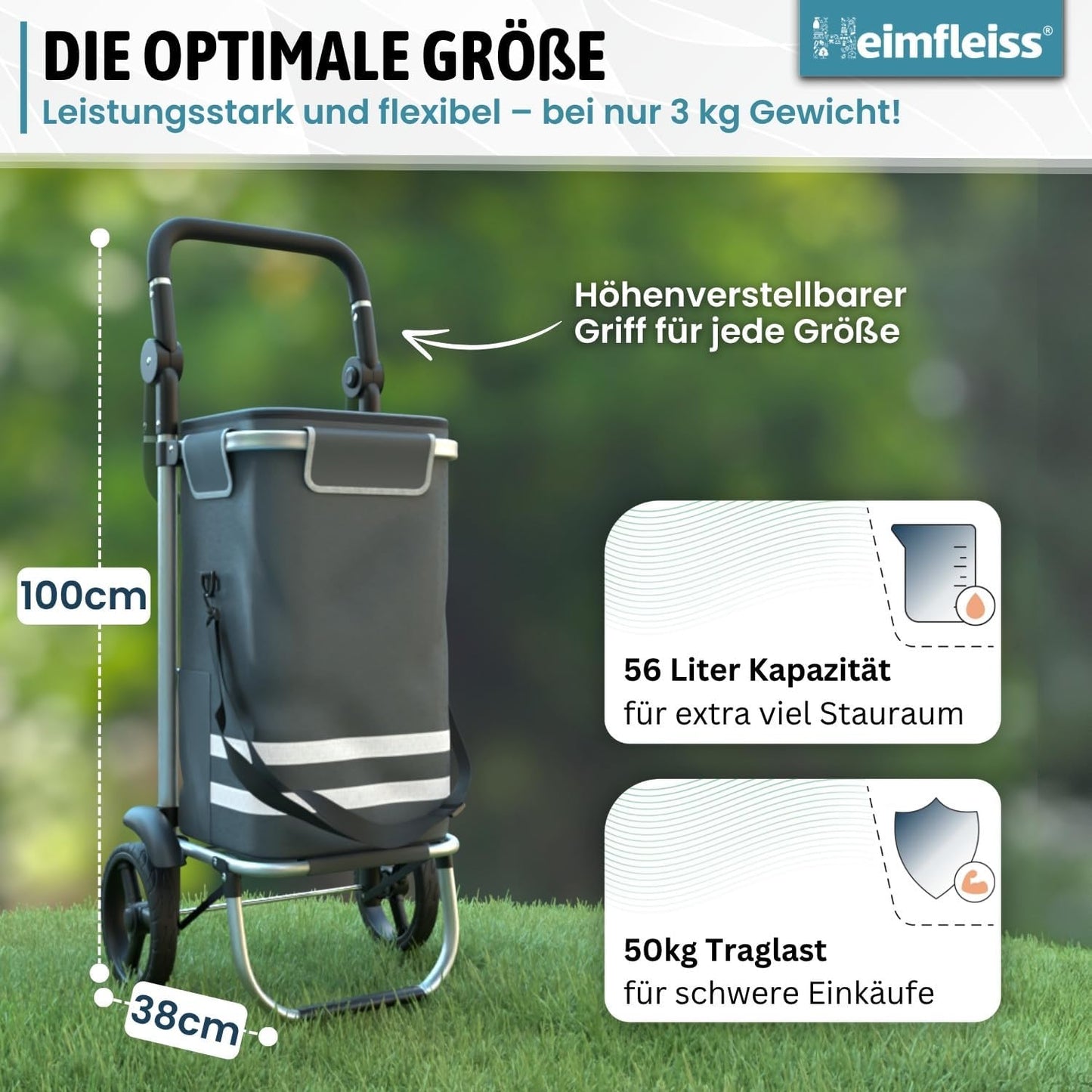 Einkaufstrolley mit Kühlfach, Grau 56L