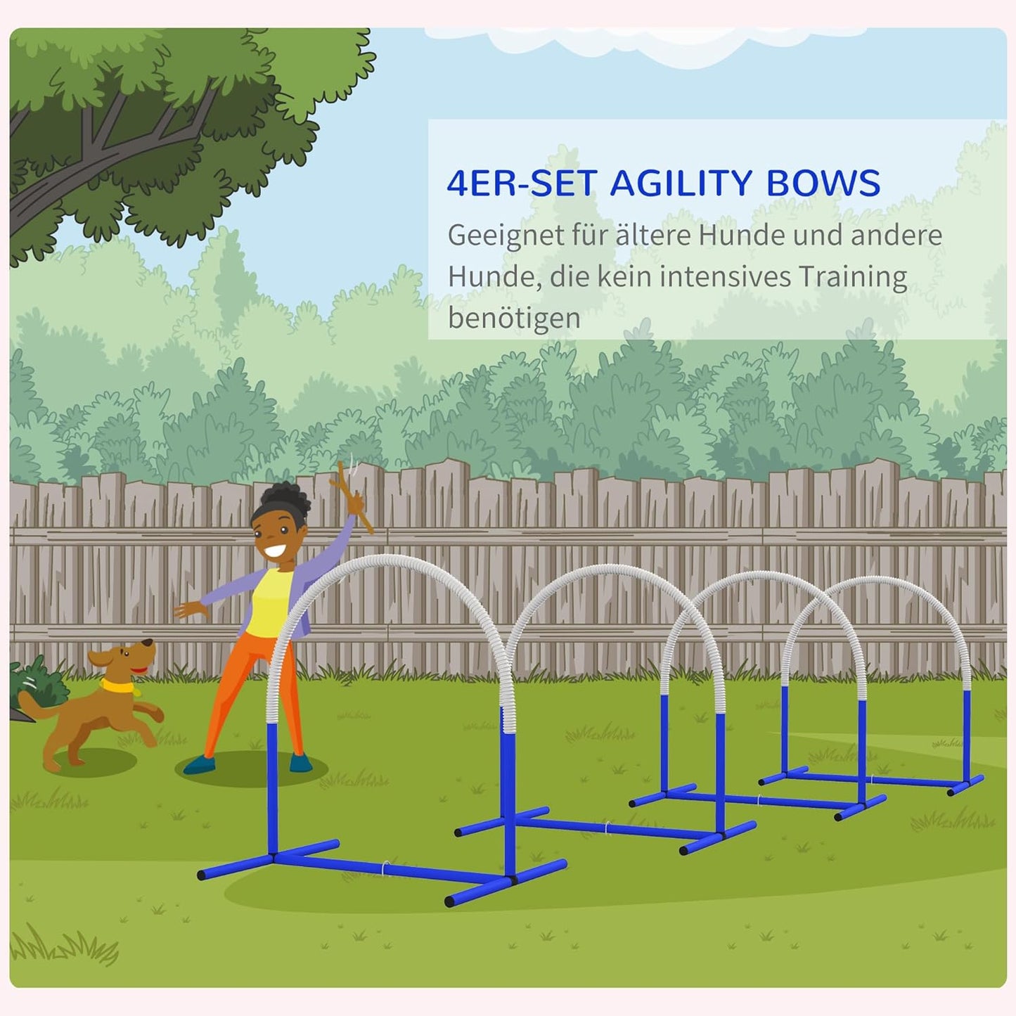 Hunde-Agility-Trainingsset mit Tragetasche, Blau+Weiss