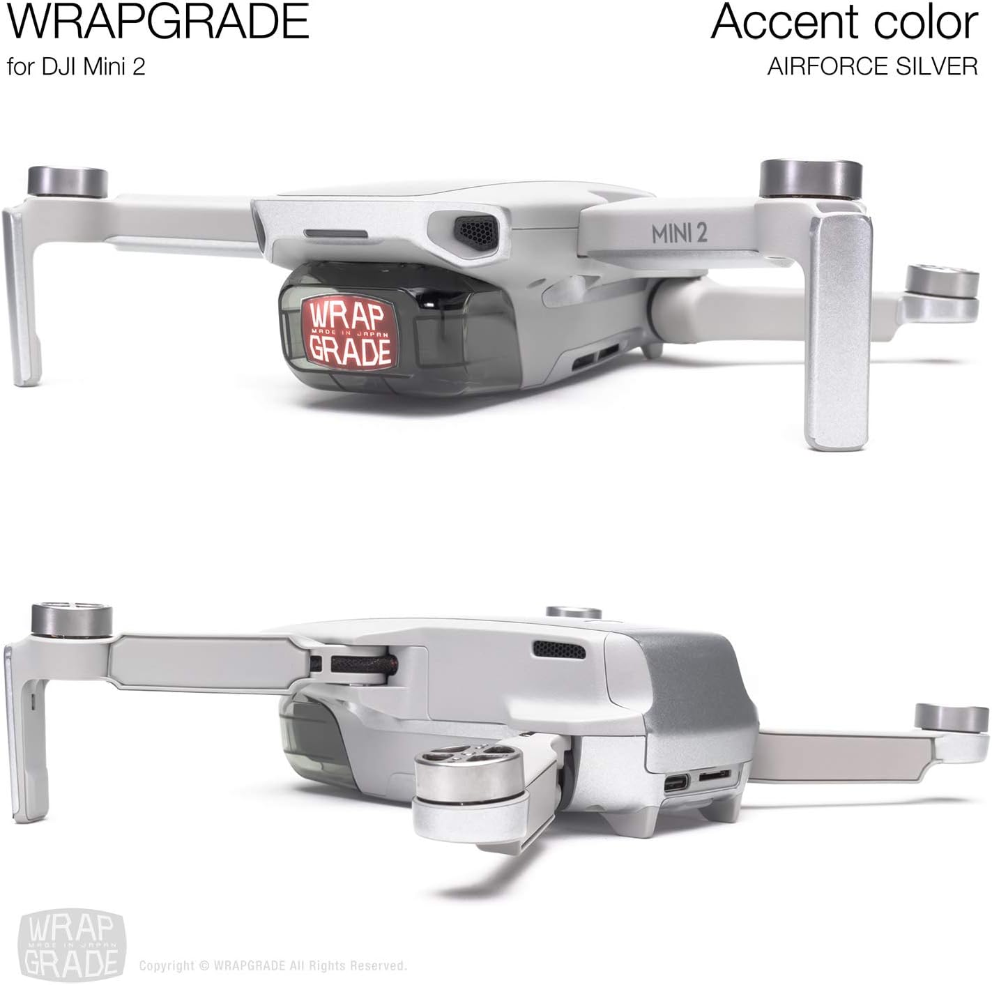 Skin Sticker Set für DJI Mini 2, Airforce Silver