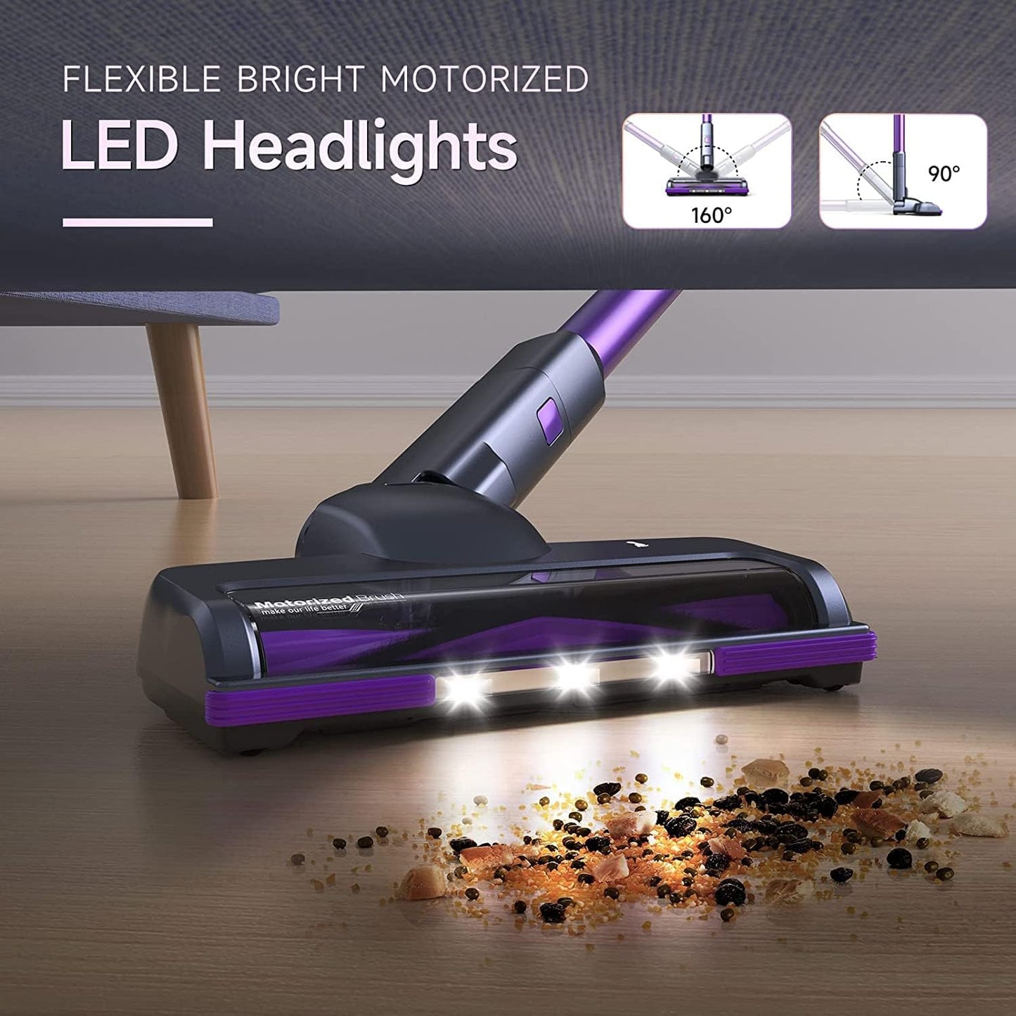 Akkustaubsauger ‎VD-202Z-EU mit LED-Scheinwerfer, Violett