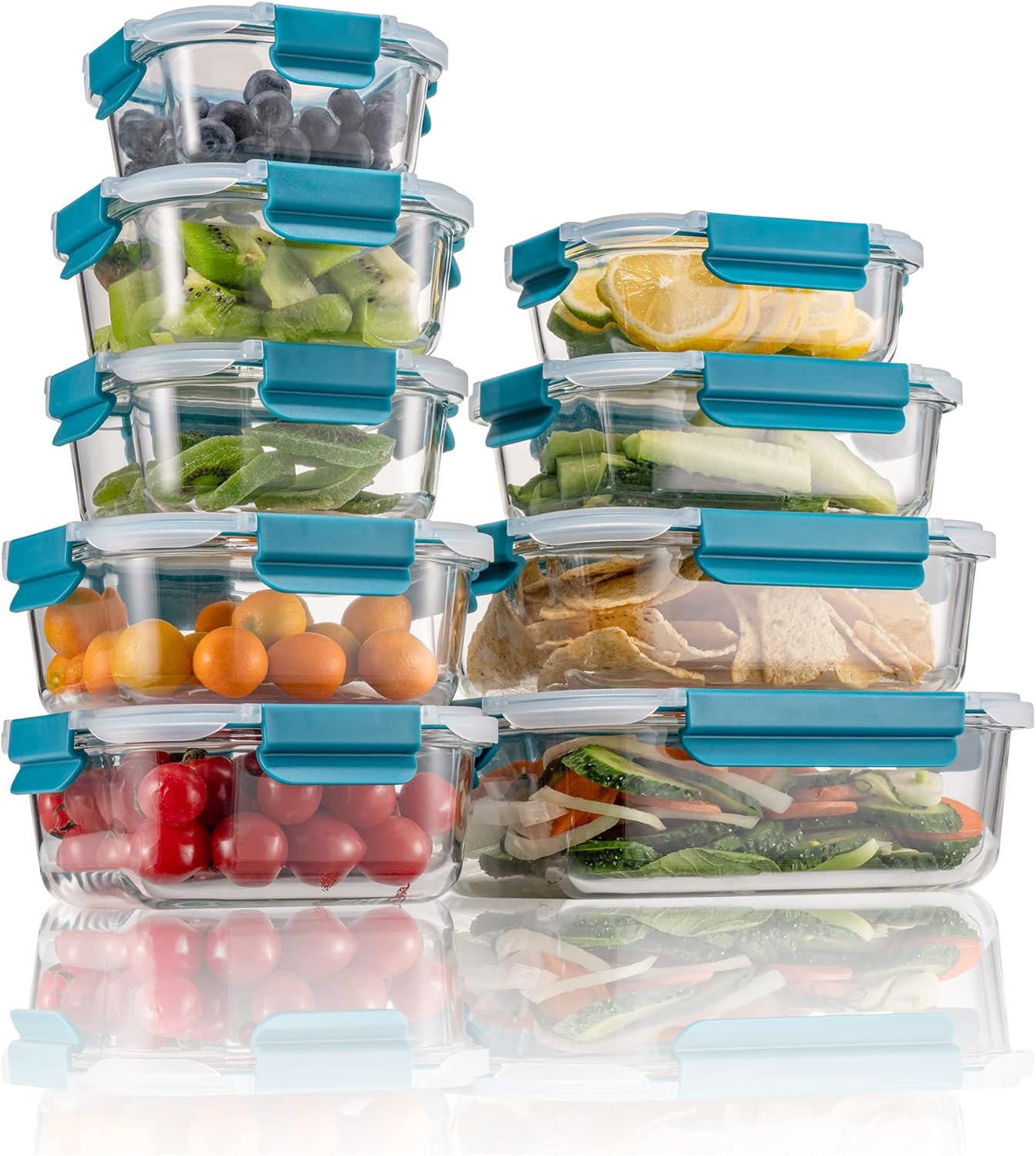 9-teilige Frischhaltedosen-Set, Türkis