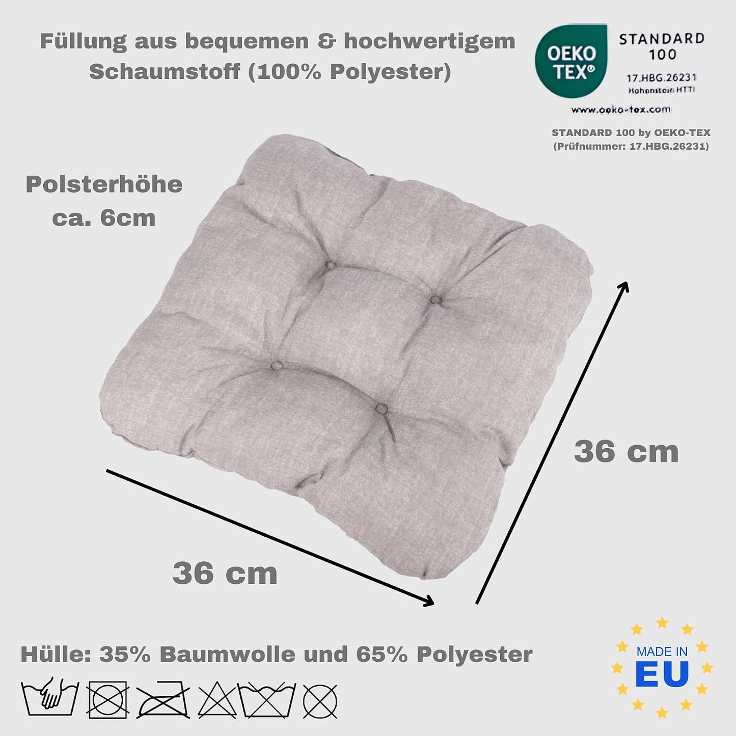 Sitzkissen-Set, Grau 6er-Set