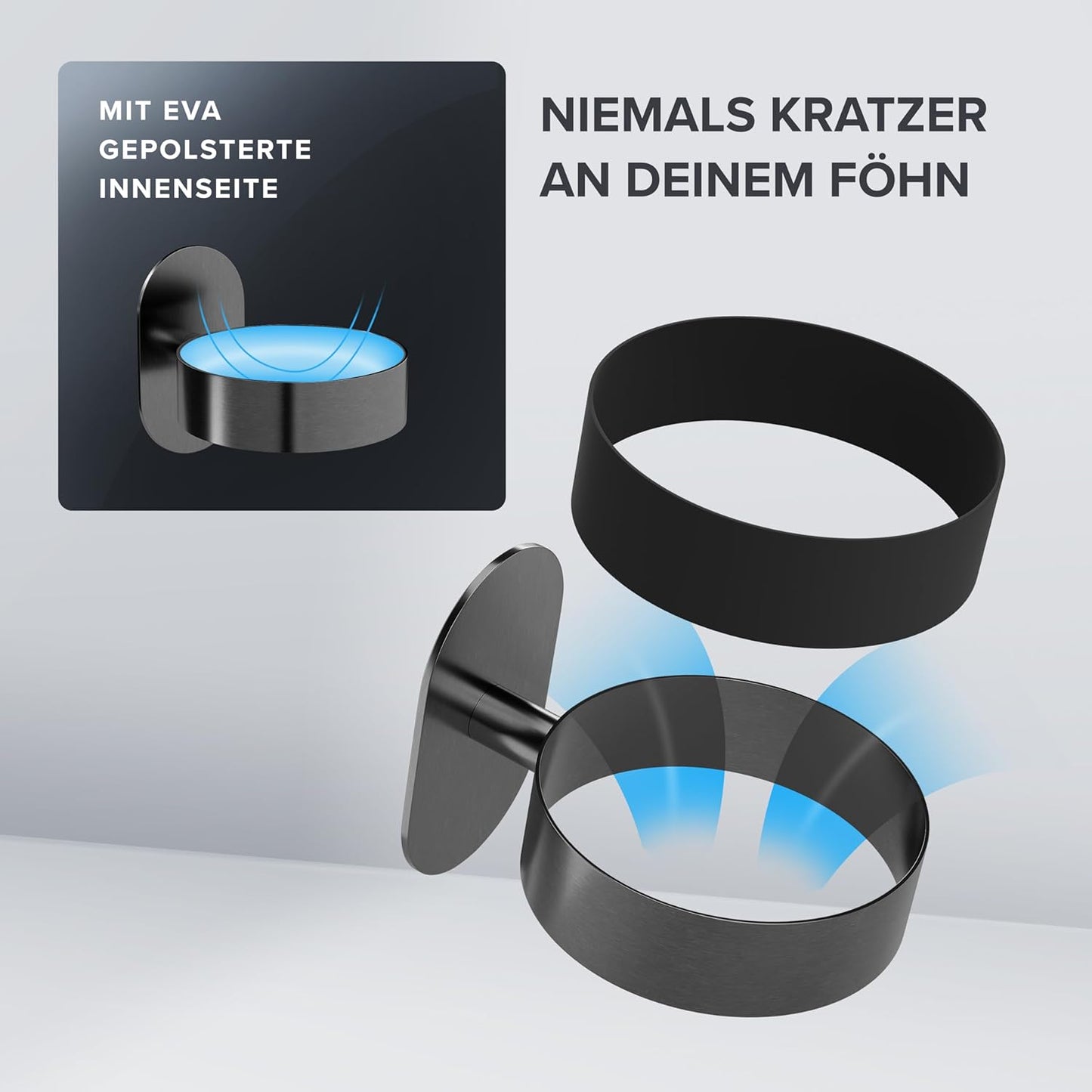 Haartrocknerhalter Mesmogtind zum kleben, Gunmetal Zum Kleben