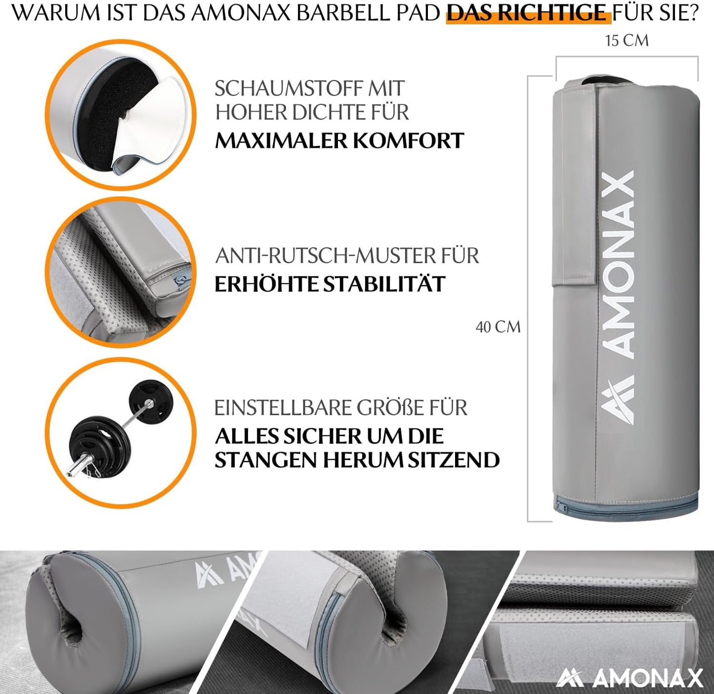 Langhantelpolster für Fitnessstudio, Grau