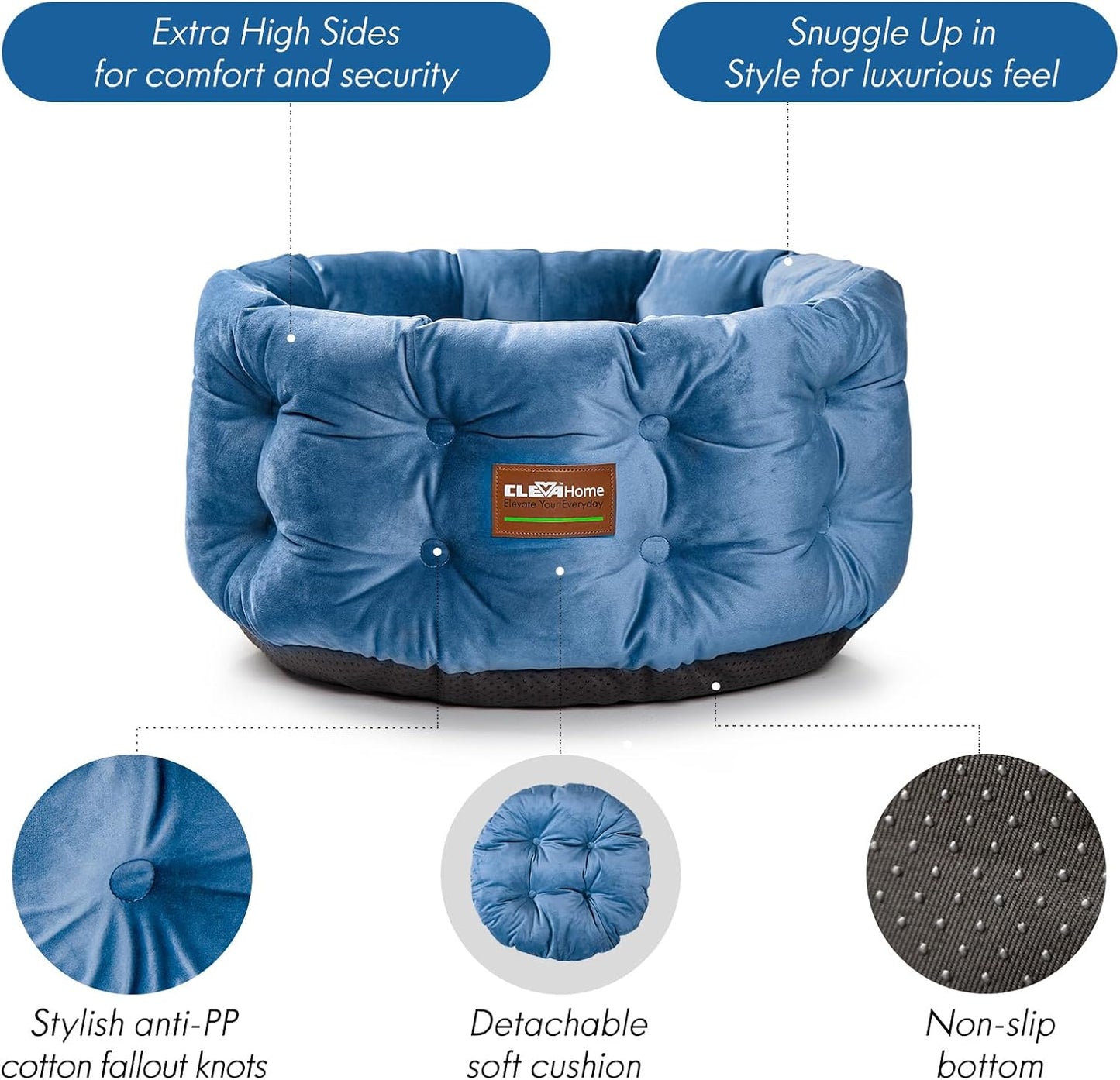 Hunde- und Katzenbett, Stahlblau
