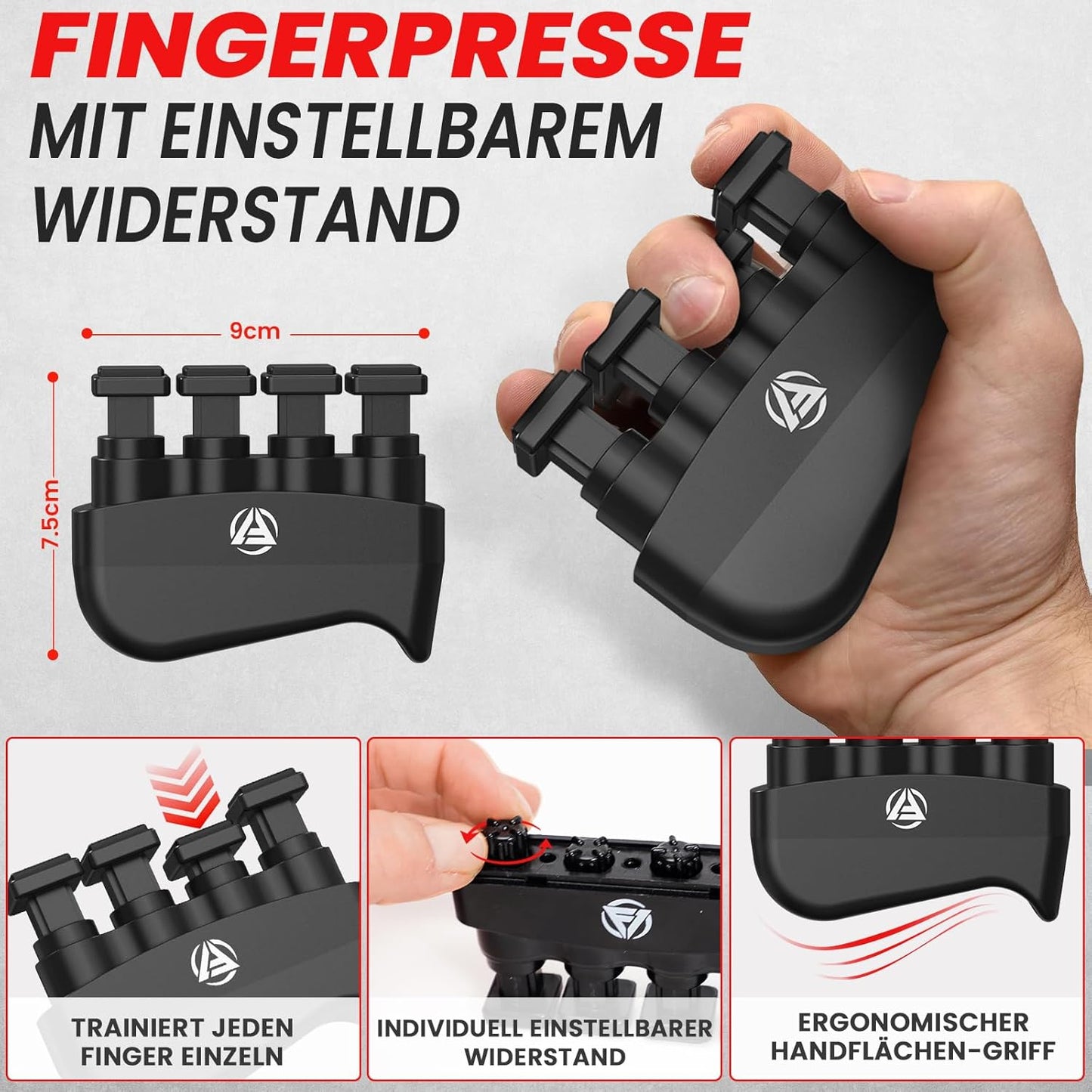5-teiliges Griffkraft-Trainingsgerät-Set, Schwarz 5er Set