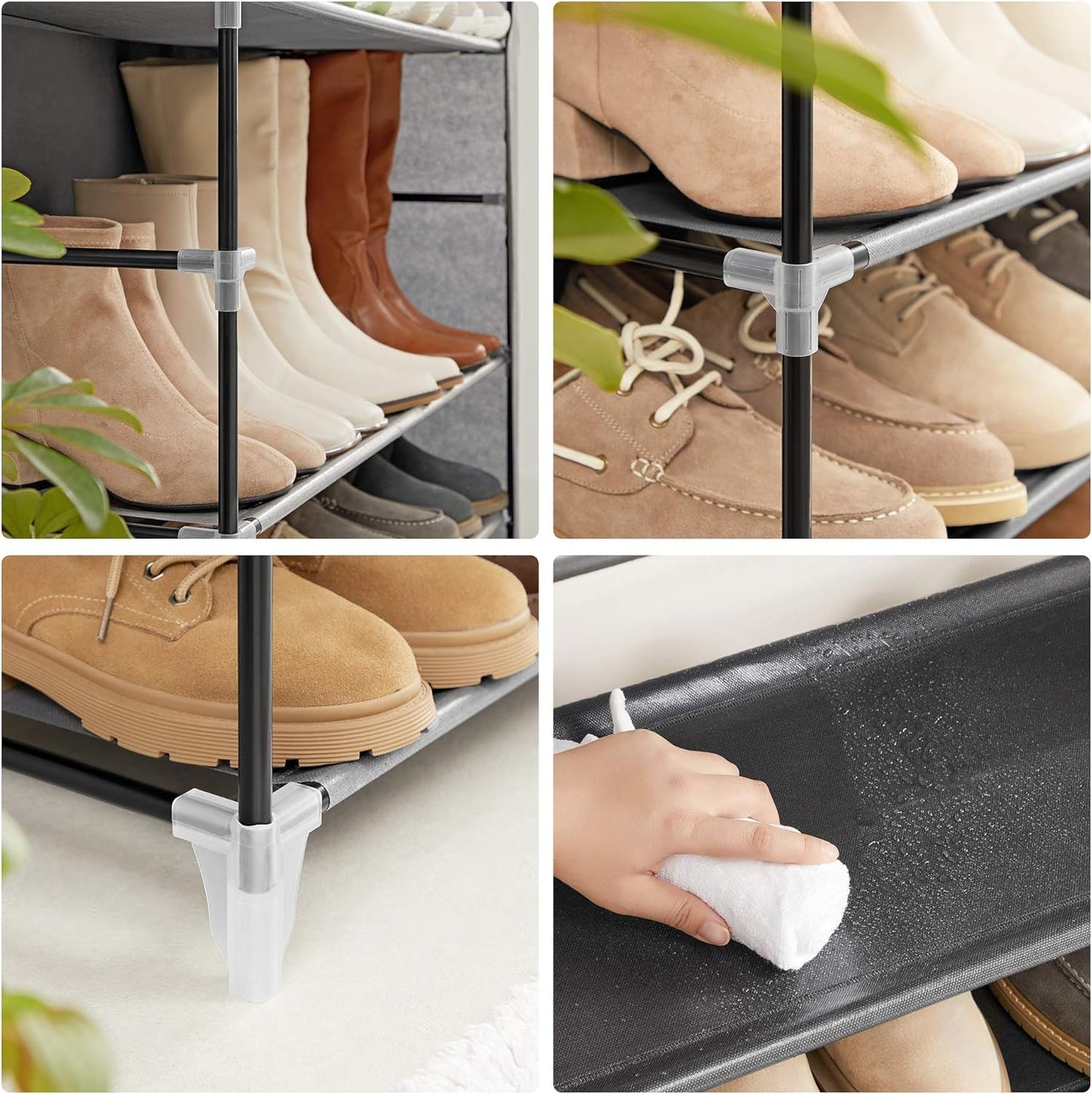 Schuhregal Erin mit 10 Etagen und Stoffbezug, 10 Ebenen (88B cm) Grau