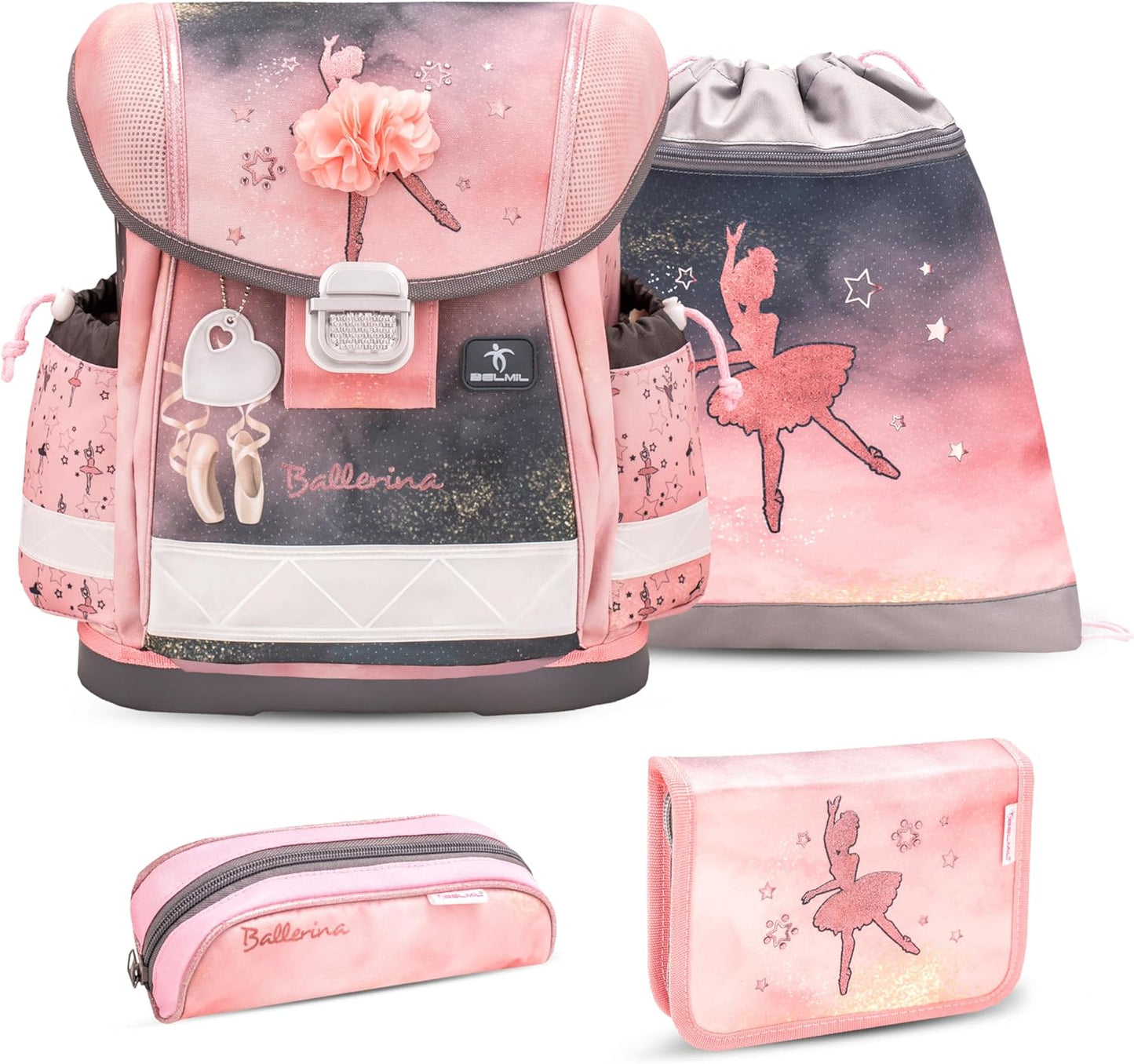 4-teiliges Schulranzen-Set Classy Ballerina, M Ballerina Black Pink