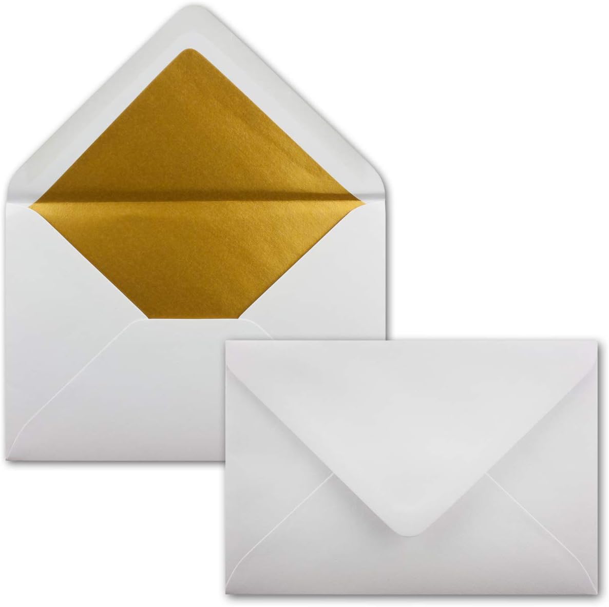 25 Stück Briefumschläge B6 mit Goldfutter, 10 - Weiß - Goldfutter 25 Umschläge