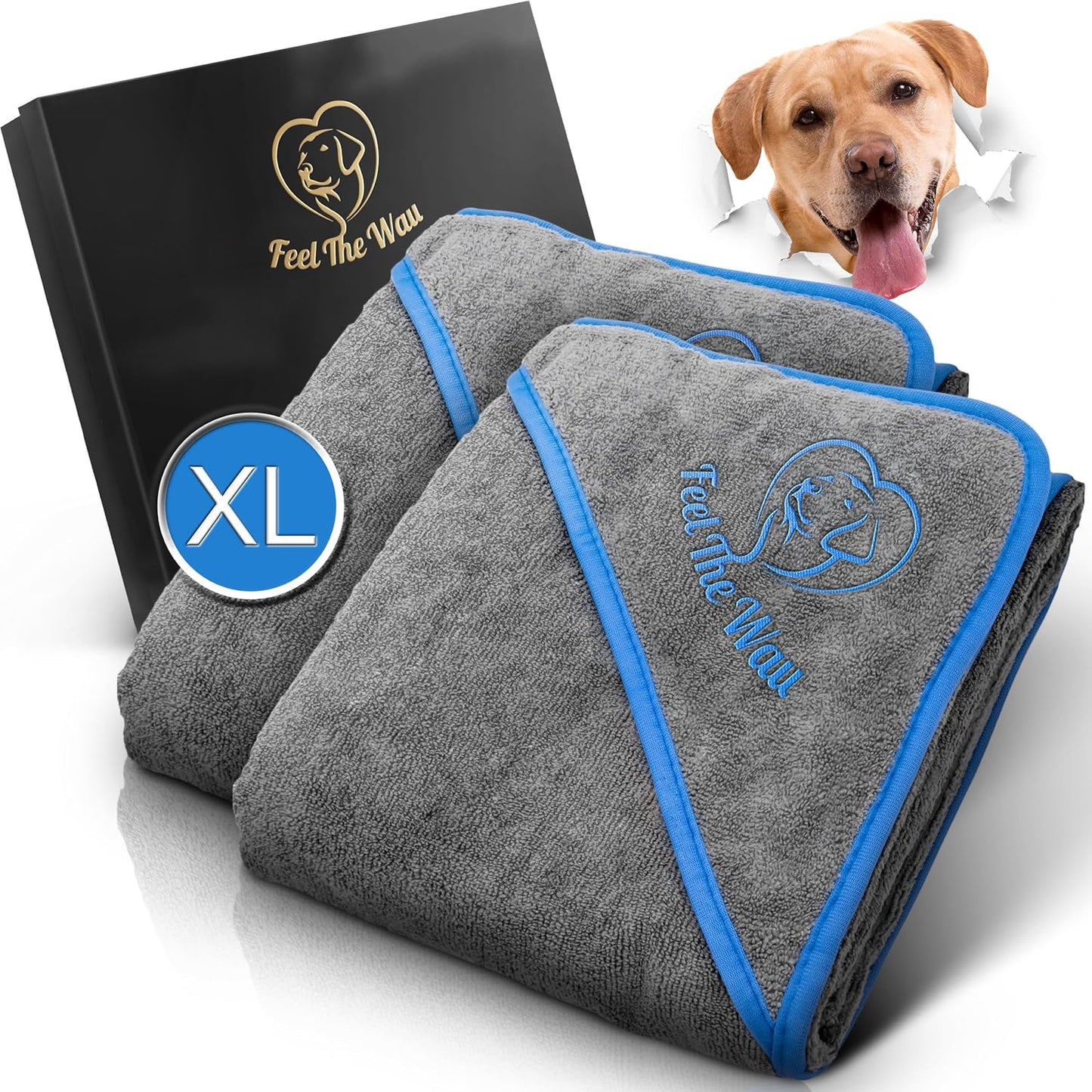 Hundehandtuch, 2er Pack / Grau / Blau