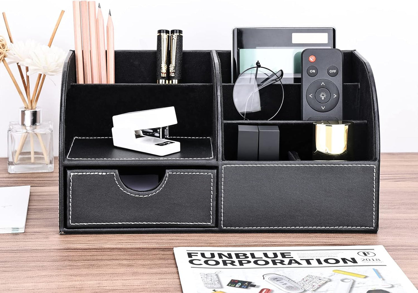 Schreibtisch Organizer mit 7 Fächern, Schwarz