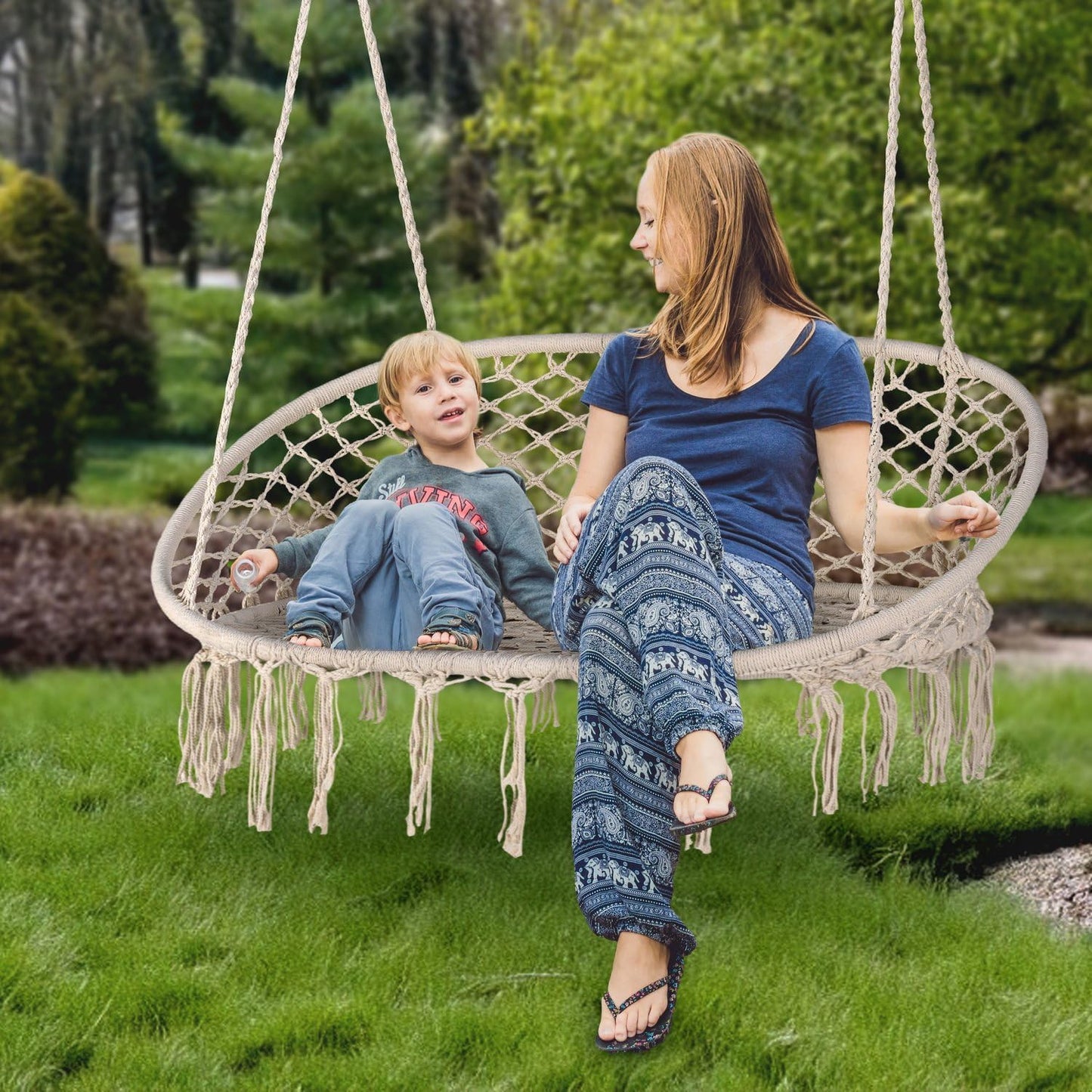 XXL Outdoor-Hängesessel für 2 Personen, Beige Ohne Kissen