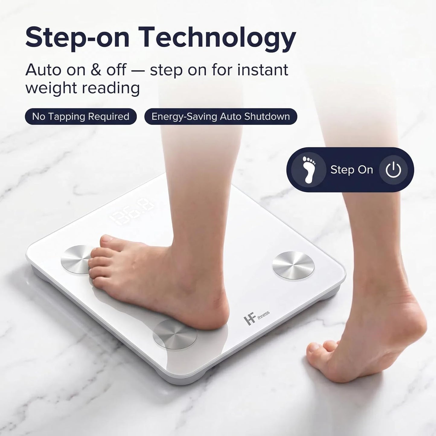 Personenwaage mit App & Bluetooth, Naturweiss