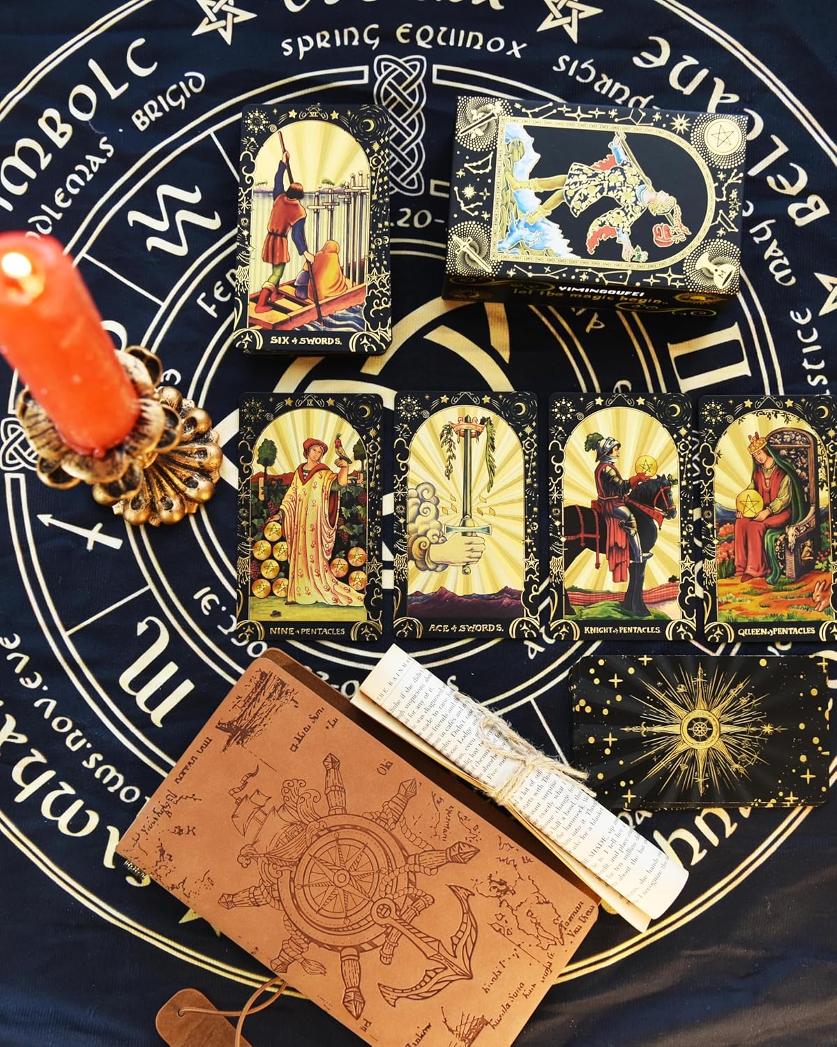 Englische Waite-Tarotkarten, Schwarz und Gold zu kombinieren