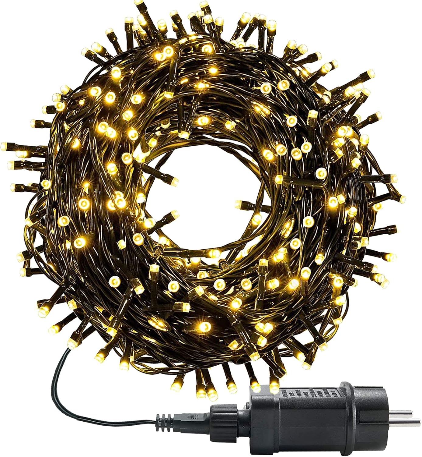 LED Lichterkette mit 8 Modi & Timer, 300 LEDs, Dunkelgrüne Kabel 30m,300LEDs,Warmweiss