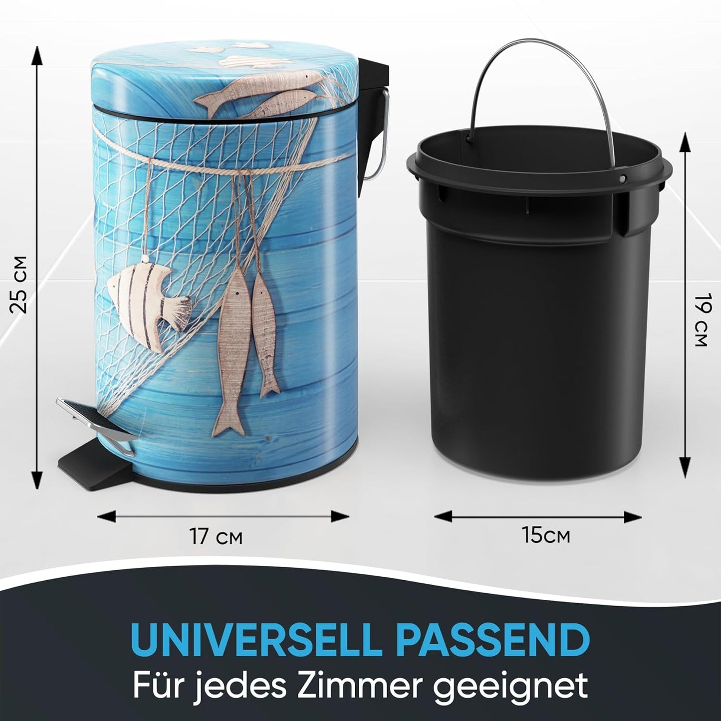 Kosmetikeimer mit Absenkautomatik, Blau