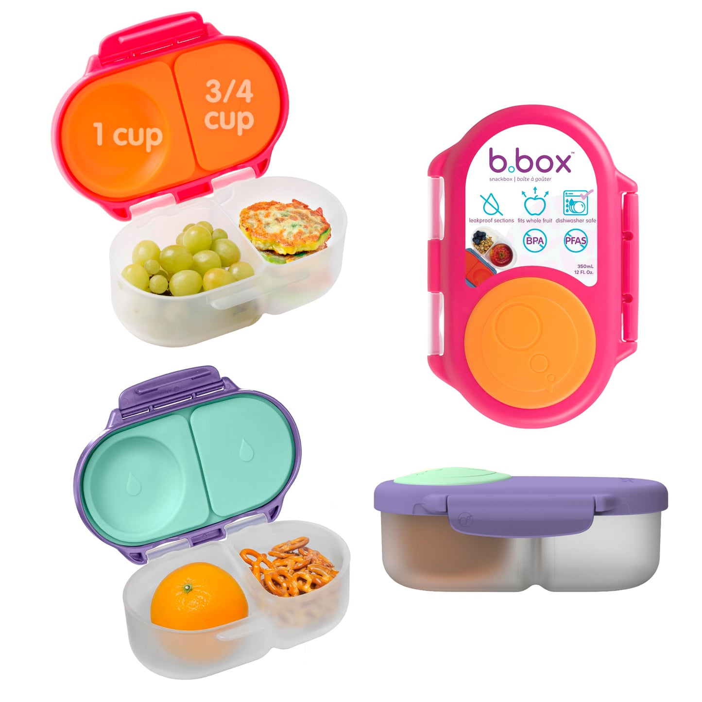 Bento-Snackbox Set, Strawberry Shake + Lilac Pop 2 Stück