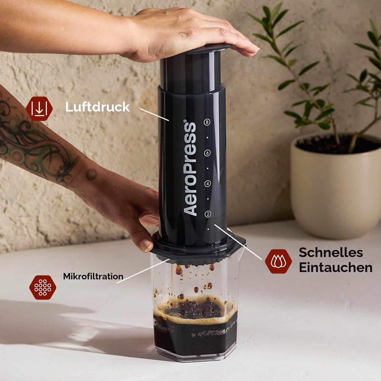 XL Kaffeepresse, Originales Grau XL