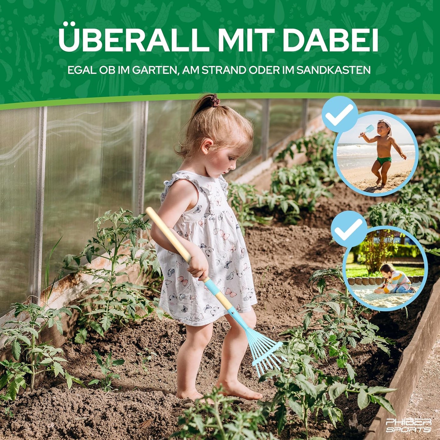 Kinderschubkarre & Gartenwerkzeug-Set, Schubkarre-Set