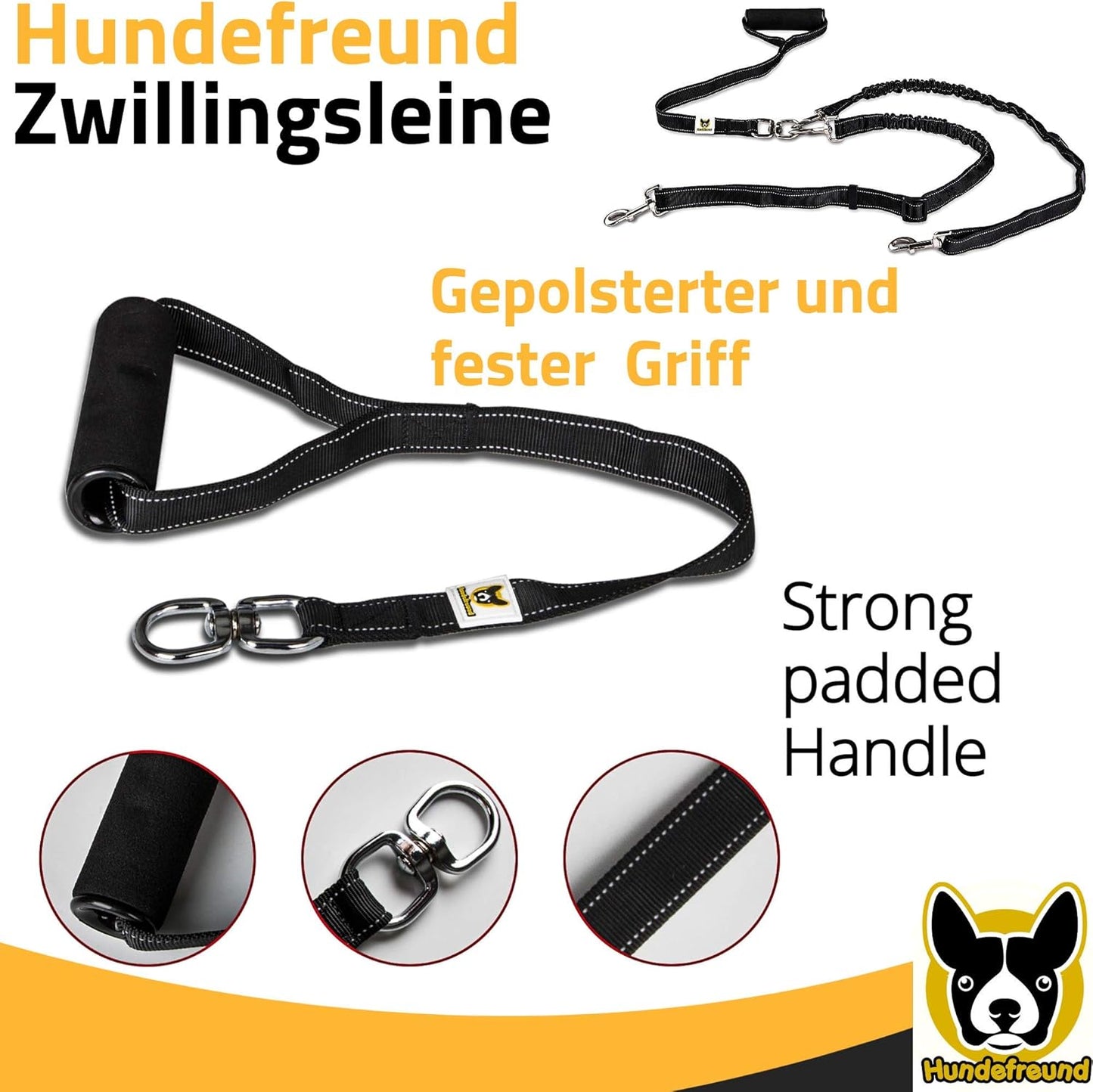 Reflektierende Zwillingshundeleine