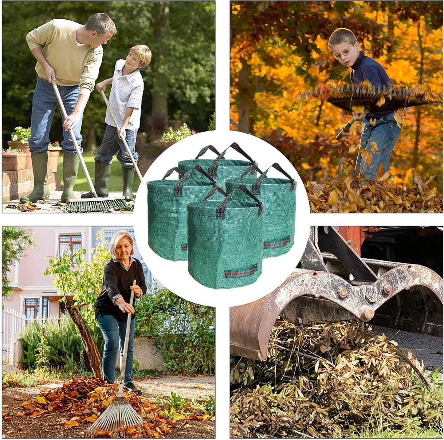 4-teiliges Gartensack-Set mit extra verstärktem Boden, 1 stück (4er Pack) Grün