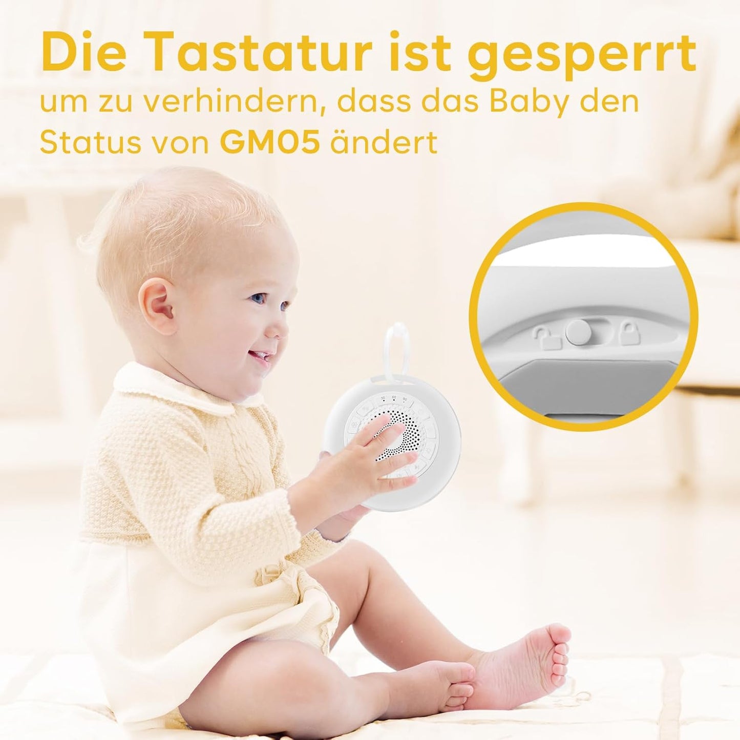 Tragbare Einschlafhilfe mit Naturgeräuschen & Nachtlicht, Weiss – 26 Geräusche