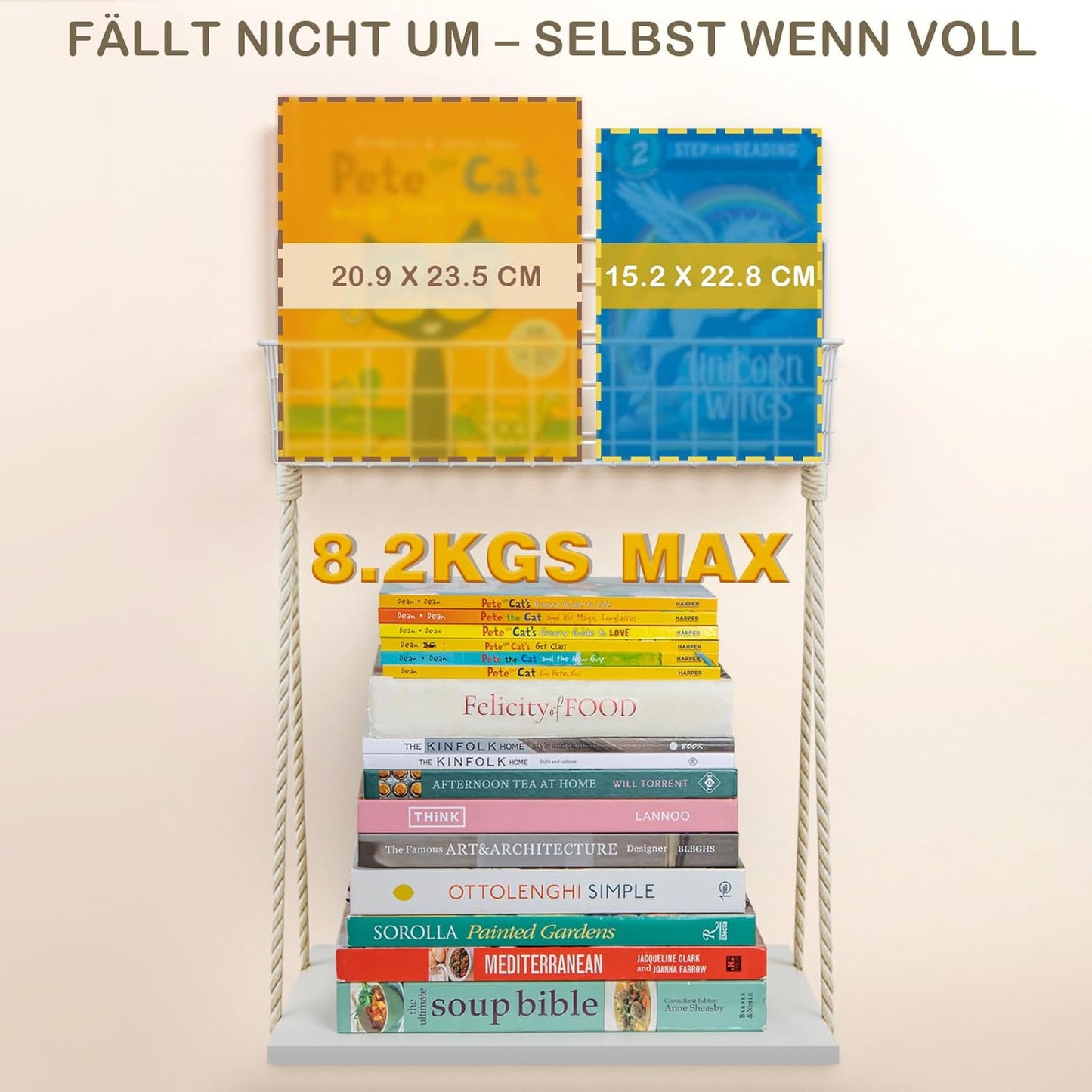 Kinder Bücherregal Wand-Set (6-teilig, Metall), Weiss