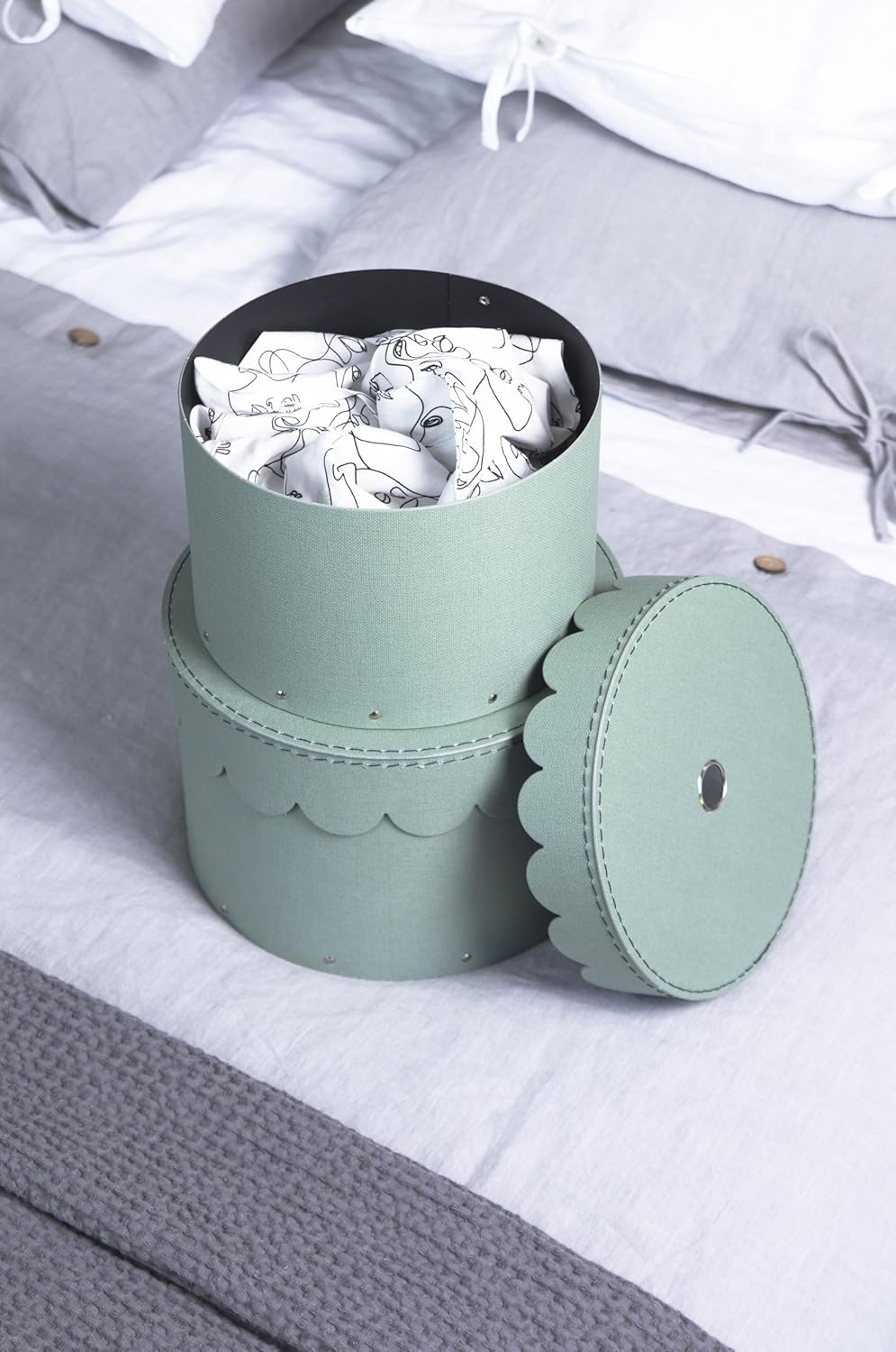 2er-Set Runde Aufbewahrungsbox mit Deckel, Mintgrün