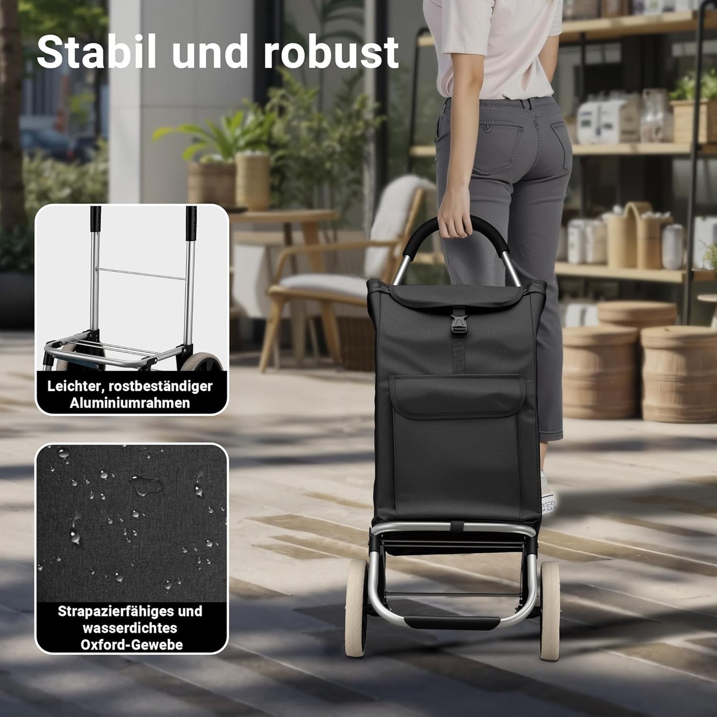 Einkaufstrolley klappbar 40kg Einkaufsroller Einkaufswagen Einkaufstasche
